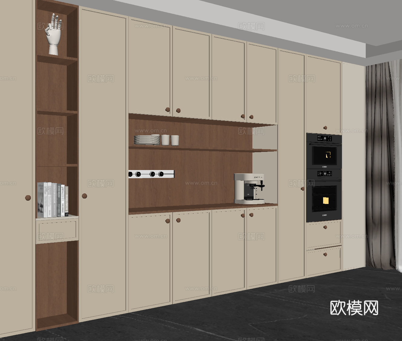 中古餐边柜su模型下载（渲染图2）