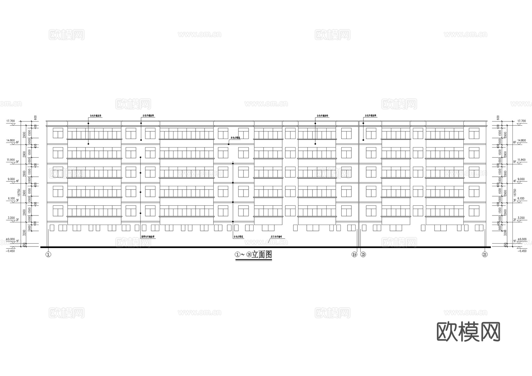 住宅楼多层家属楼建筑 底层商铺步梯 一梯两户三室两厅两室两厅cad施工图