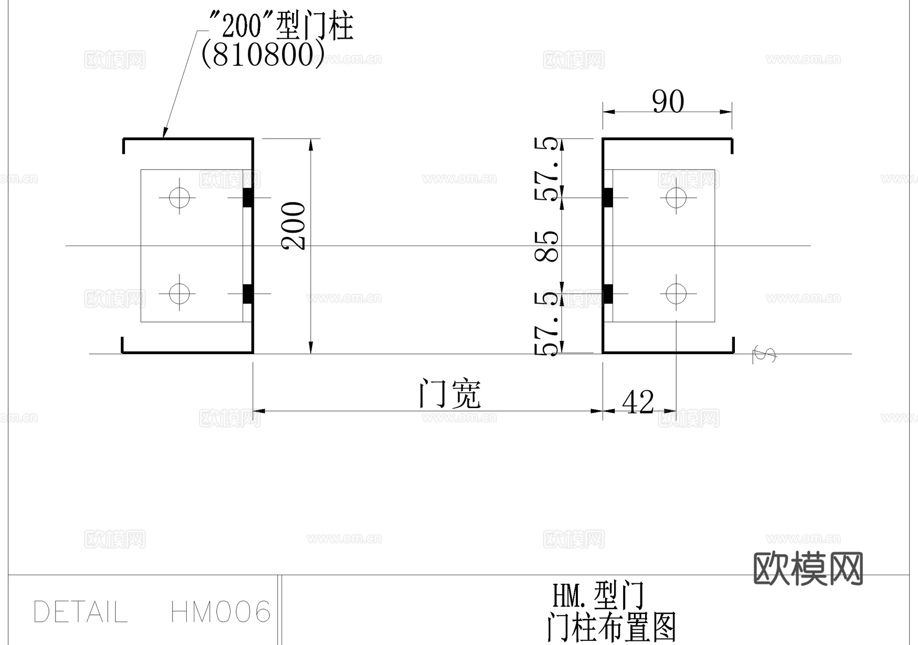 HM型门安装详图 CAD施工图cad施工图