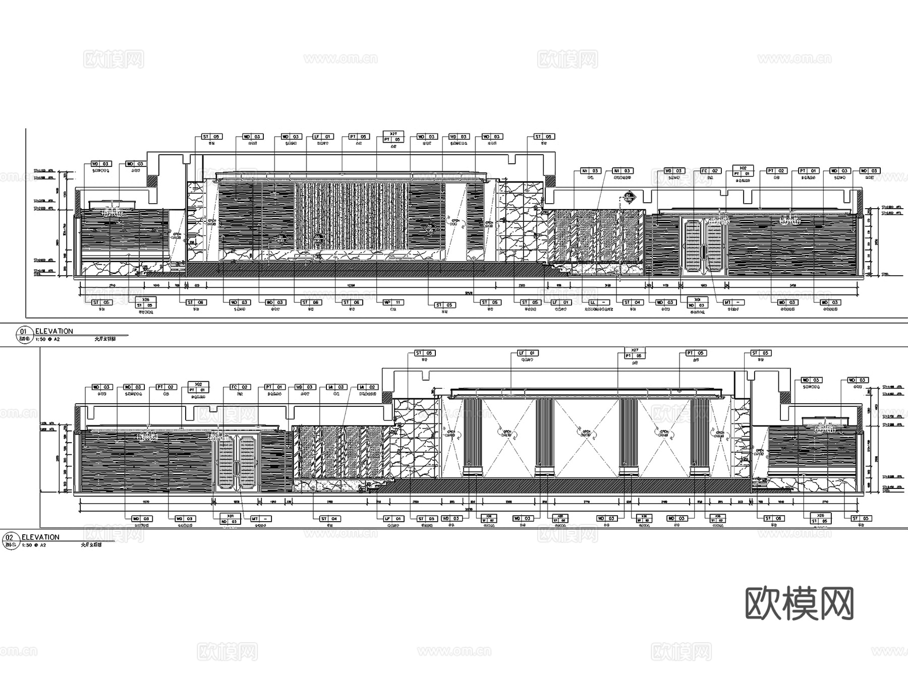 温岭九龙大饭店会所大堂公区室内工装CAD施工图cad施工图