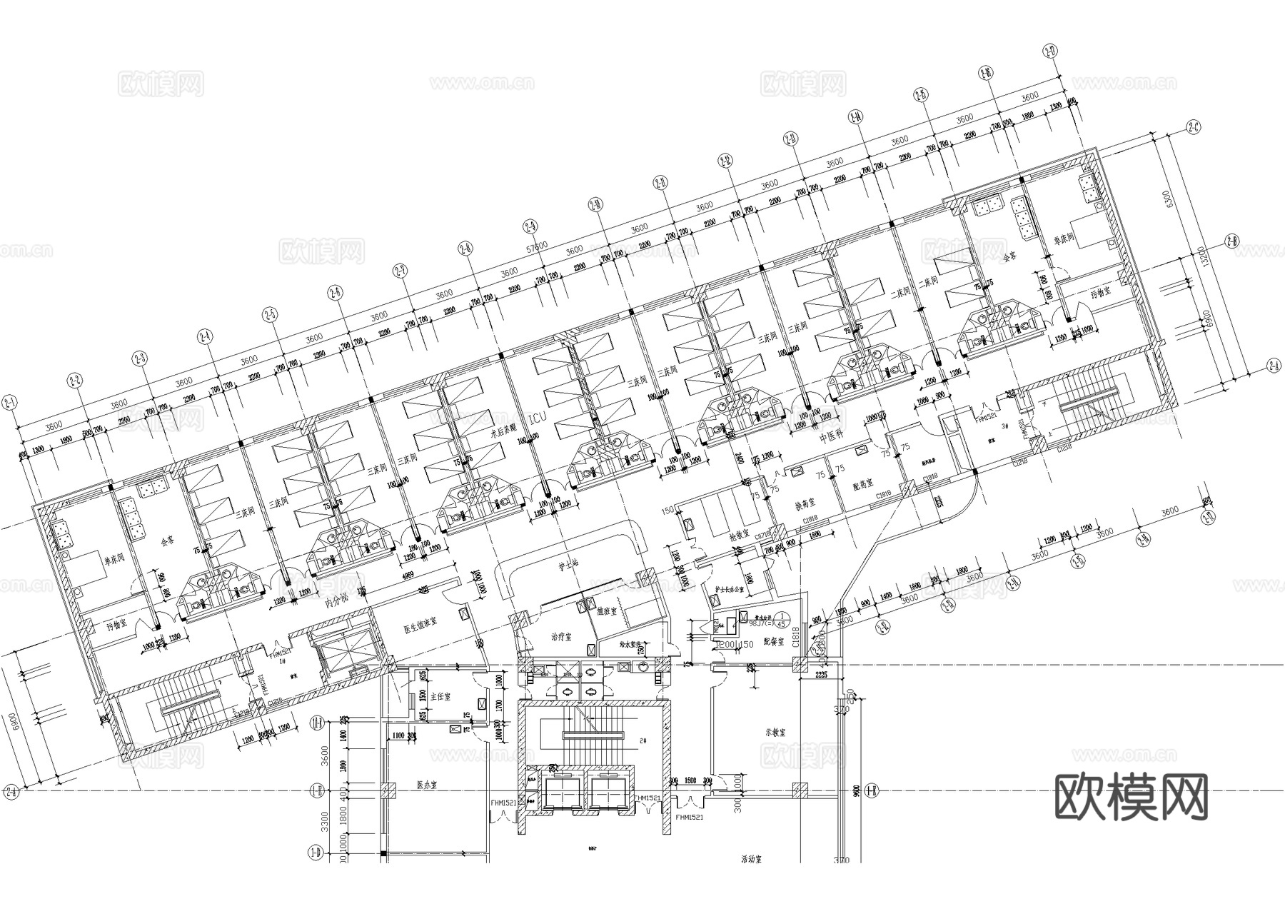 医院病房楼平面图 CAD施工图cad施工图