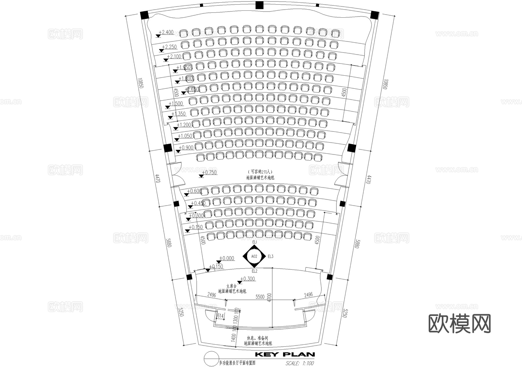 多功能大会议室 小报告厅 CAD施工图cad施工图