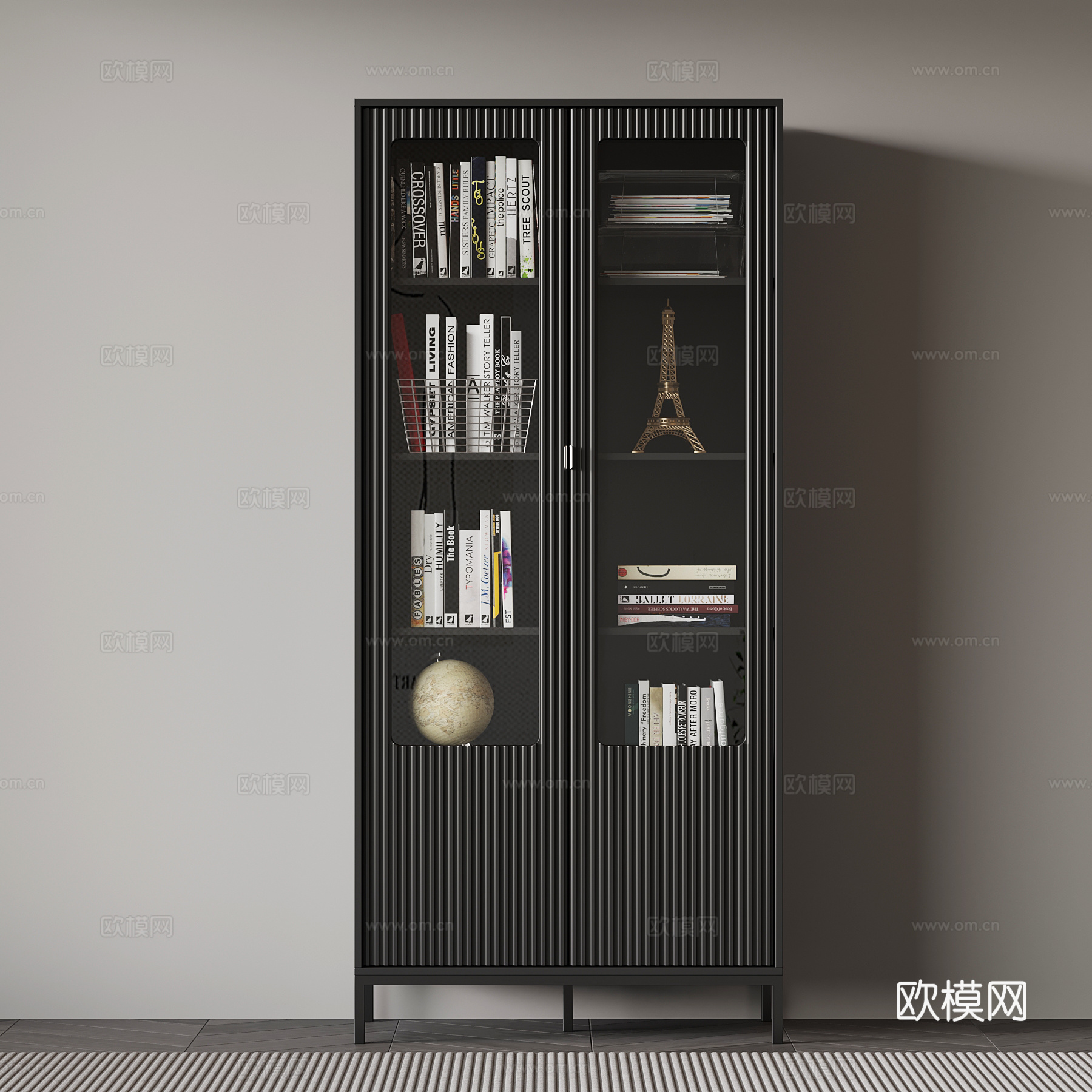 现代意式书柜su模型