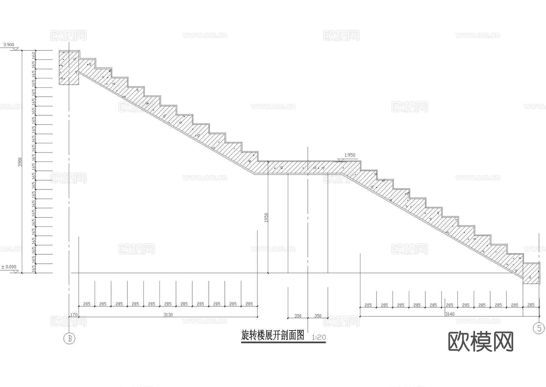 旋转楼梯 CAD施工图cad施工图