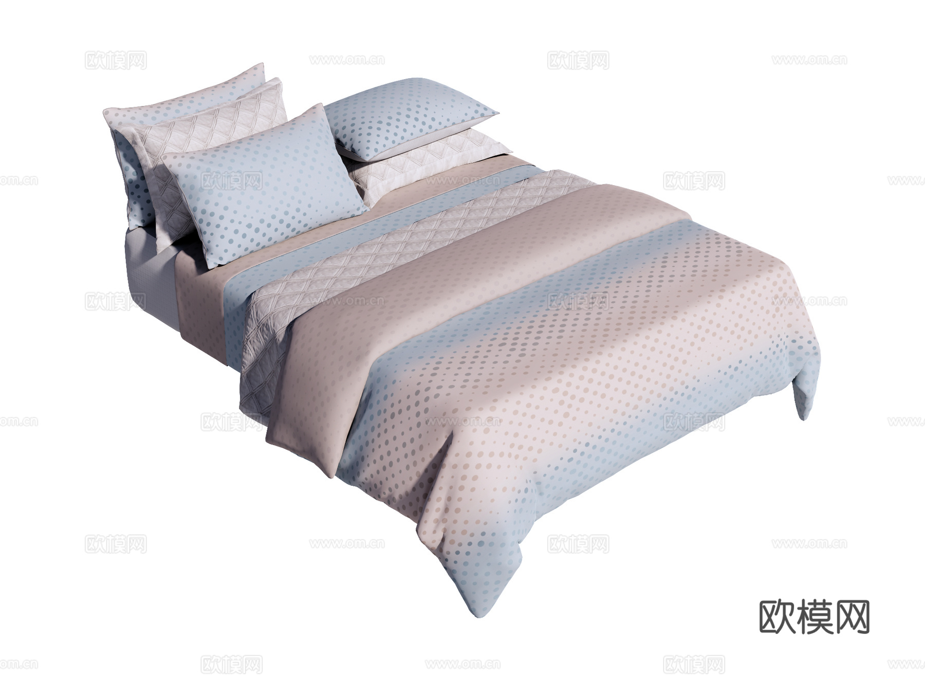 床 双人床 床上四件套su模型