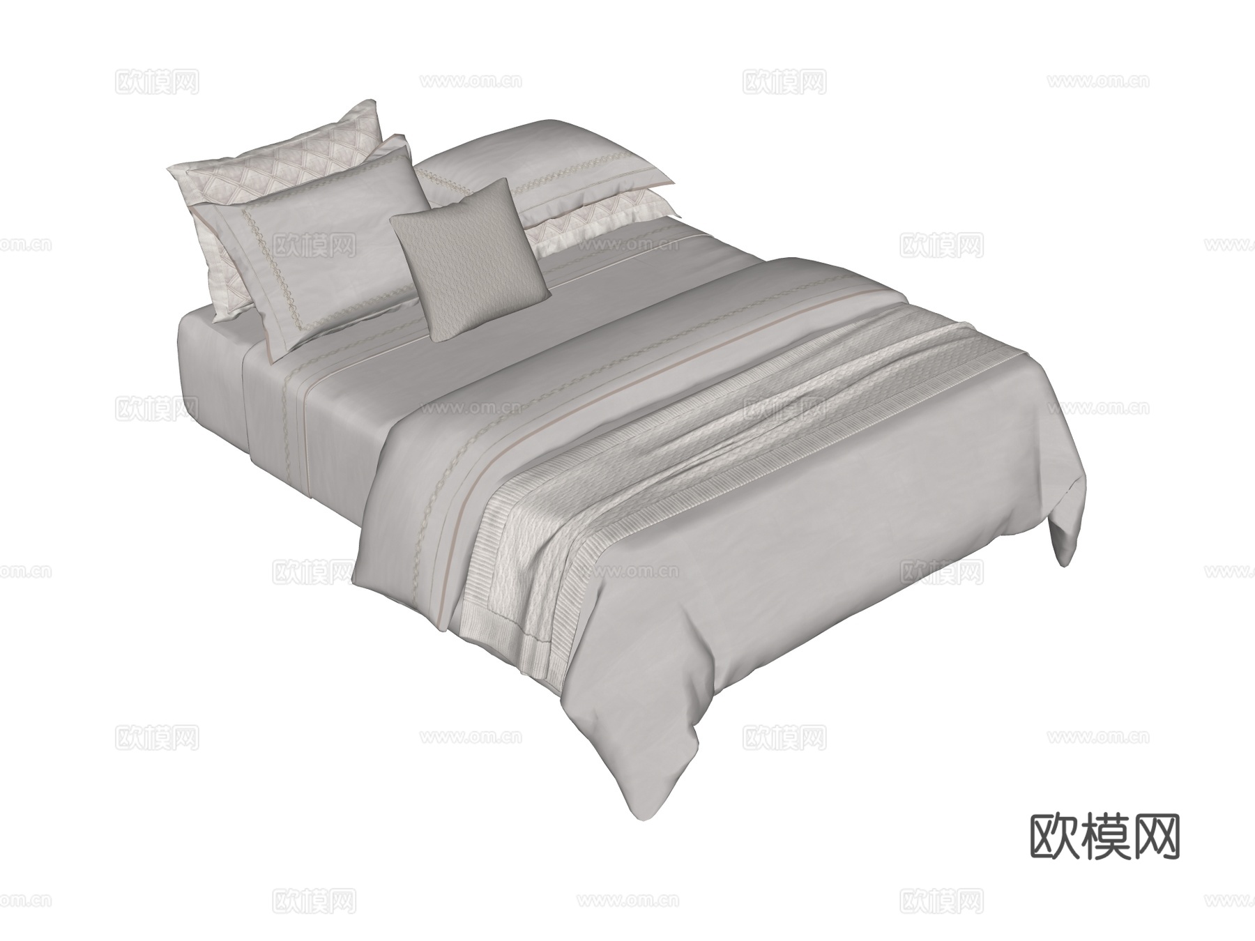 床 双人床 床上四件套su模型