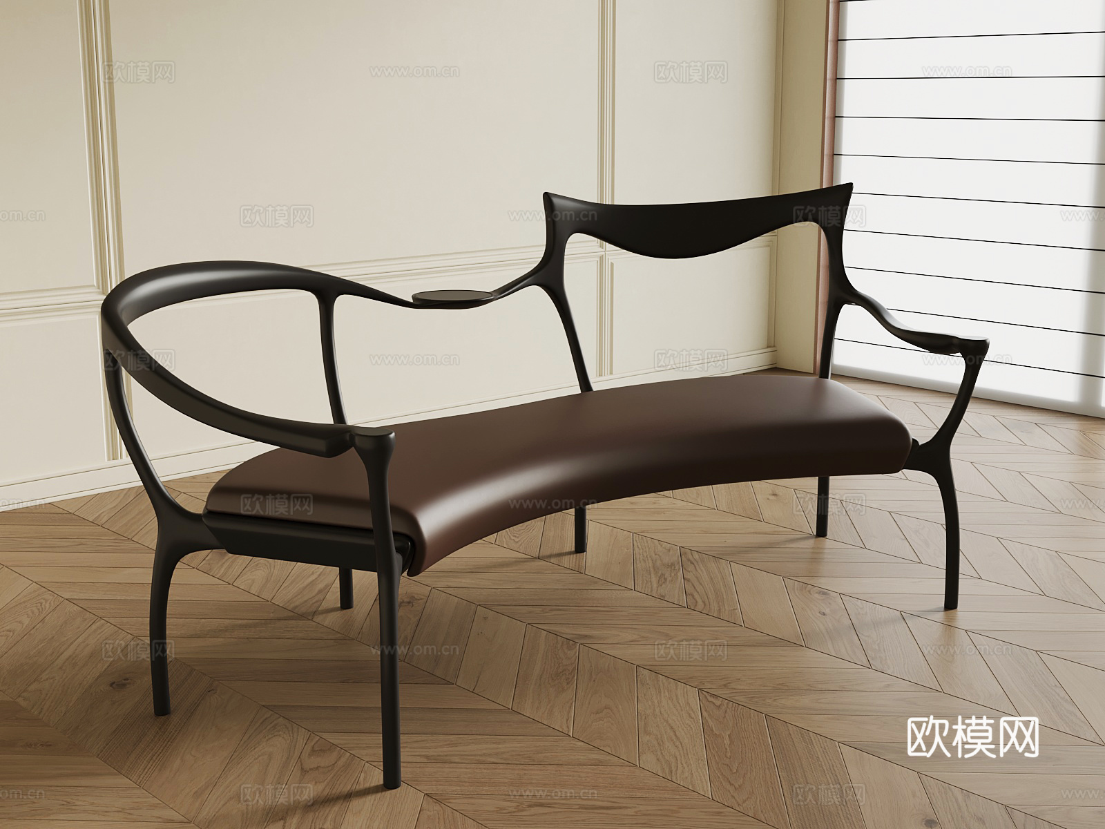 现代意式贵妃椅 法式复古贵妃椅su模型下载（渲染图1）