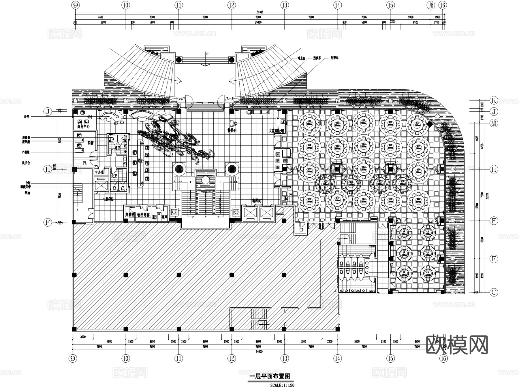 榕泰公馆会所室内工装CAD施工图cad施工图