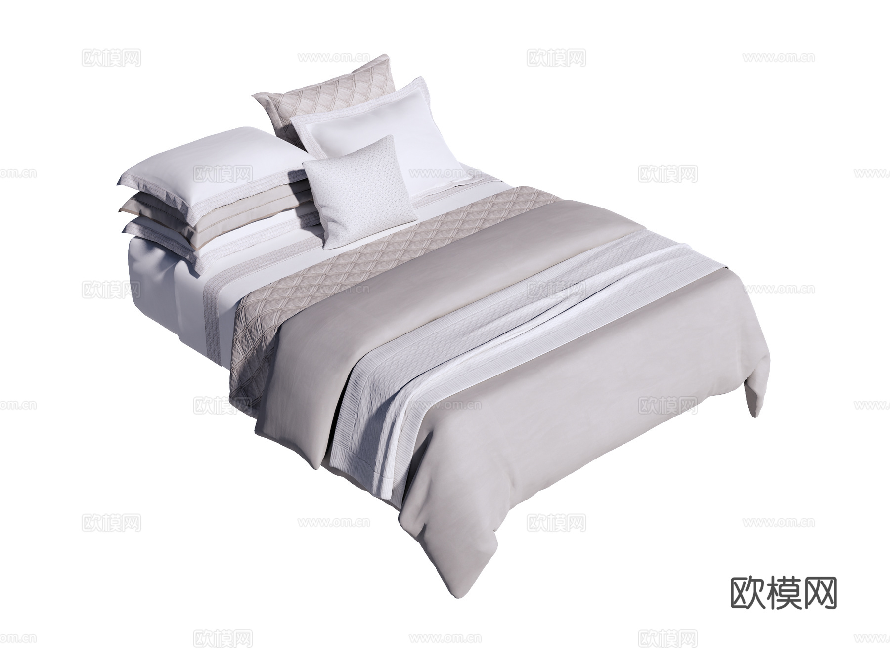 床 双人床 床上四件套su模型