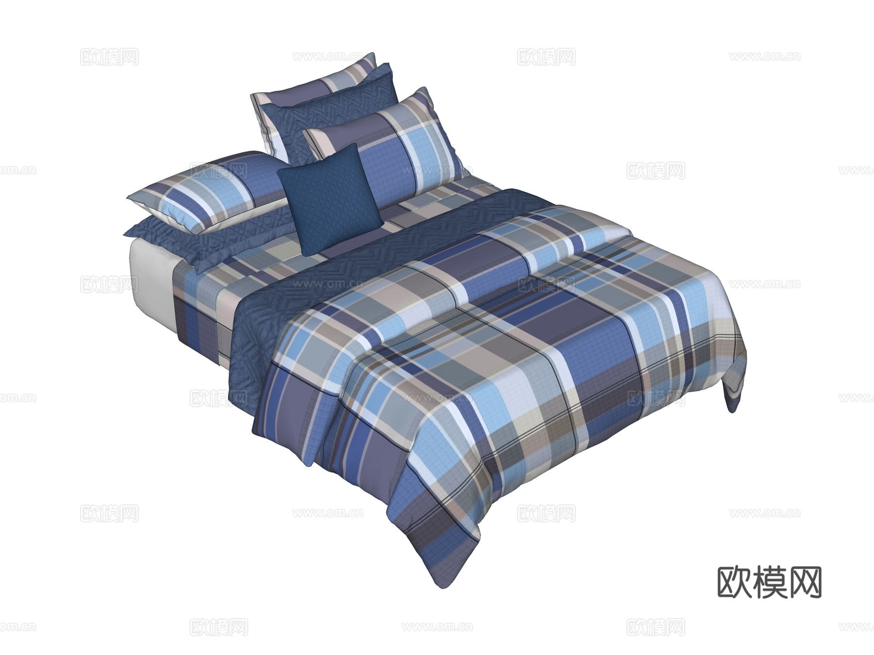 床 双人床 床上四件套su模型