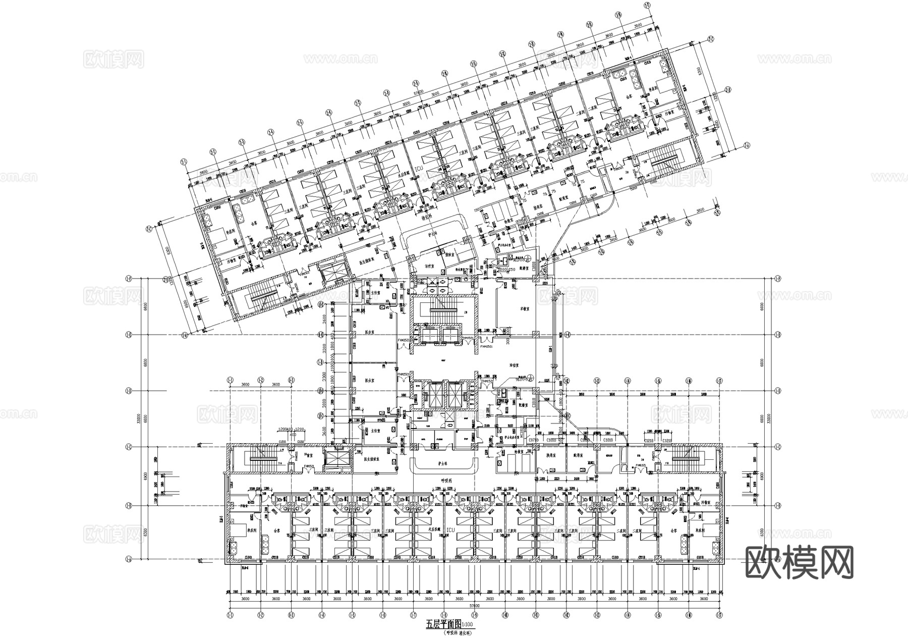 医院病房楼平面图 CAD施工图cad施工图