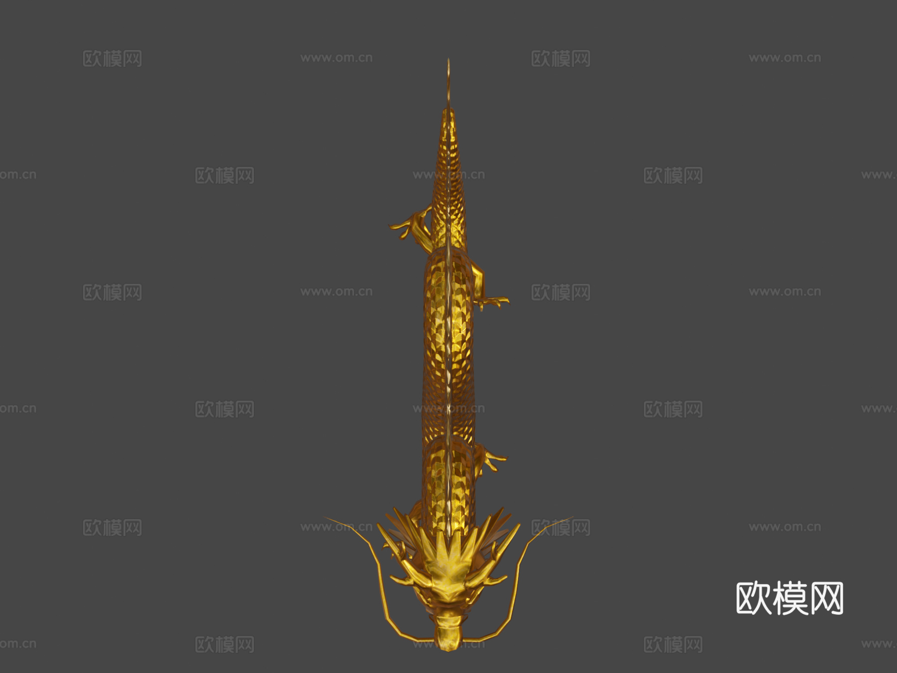 中式黄金龙含PBR工作流程3d模型下载（渲染图5）