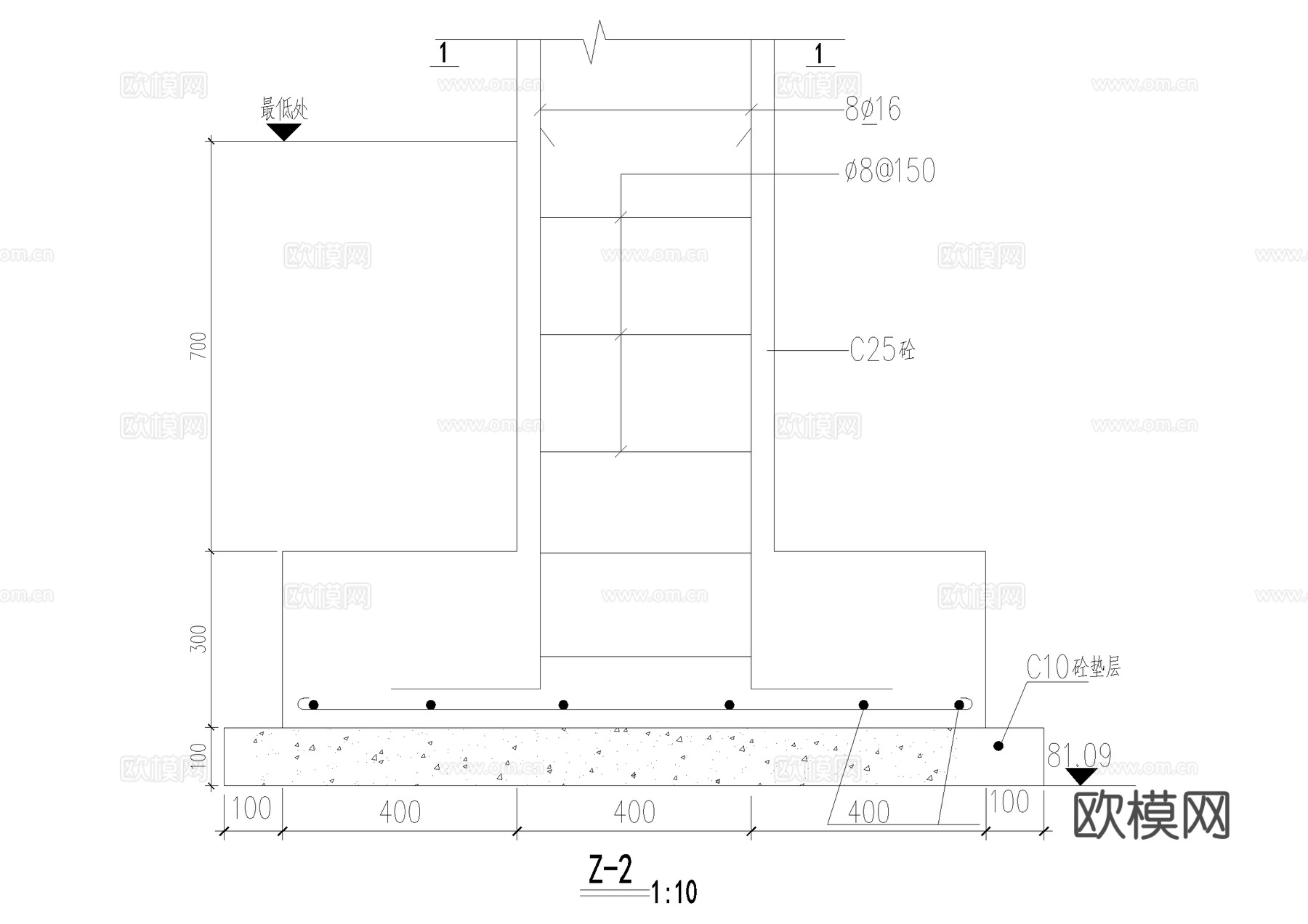 木栈道柱梁配筋 CAD施工图cad施工图