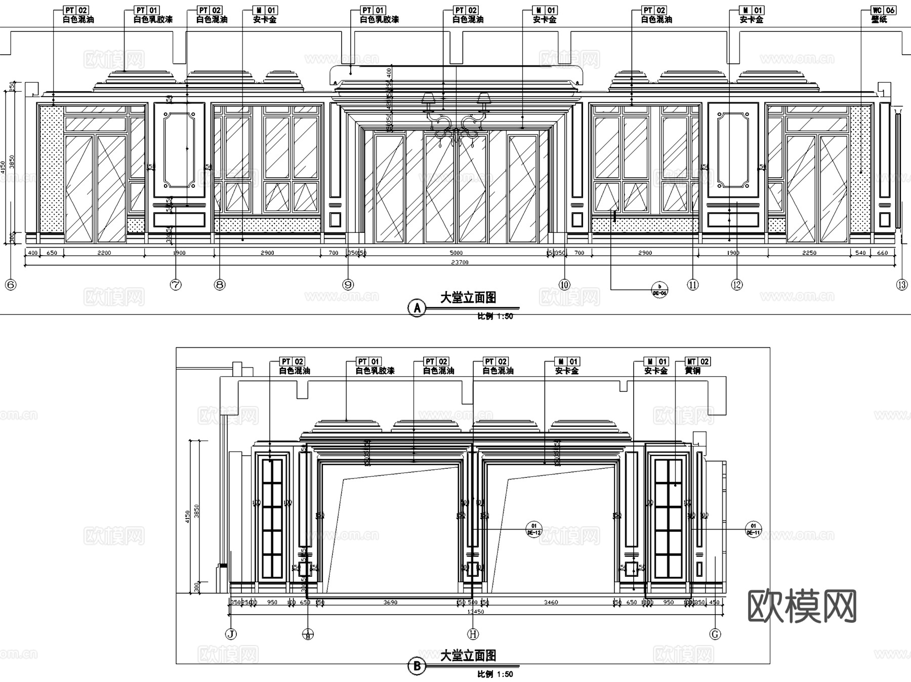武汉汤逊湖高尔夫球会会所室内工装CAD施工图cad施工图