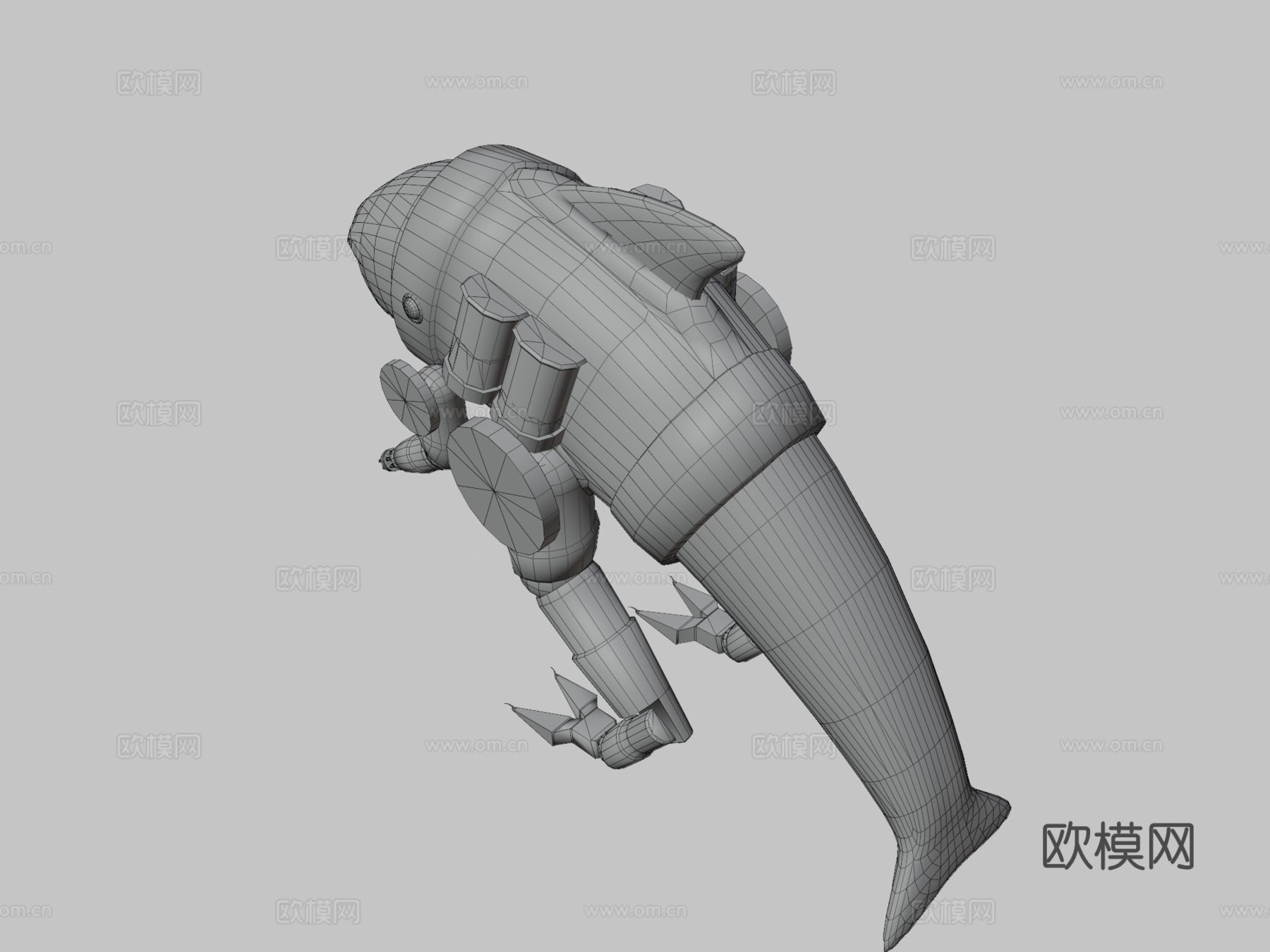 机械海豚3d模型下载（渲染图3）