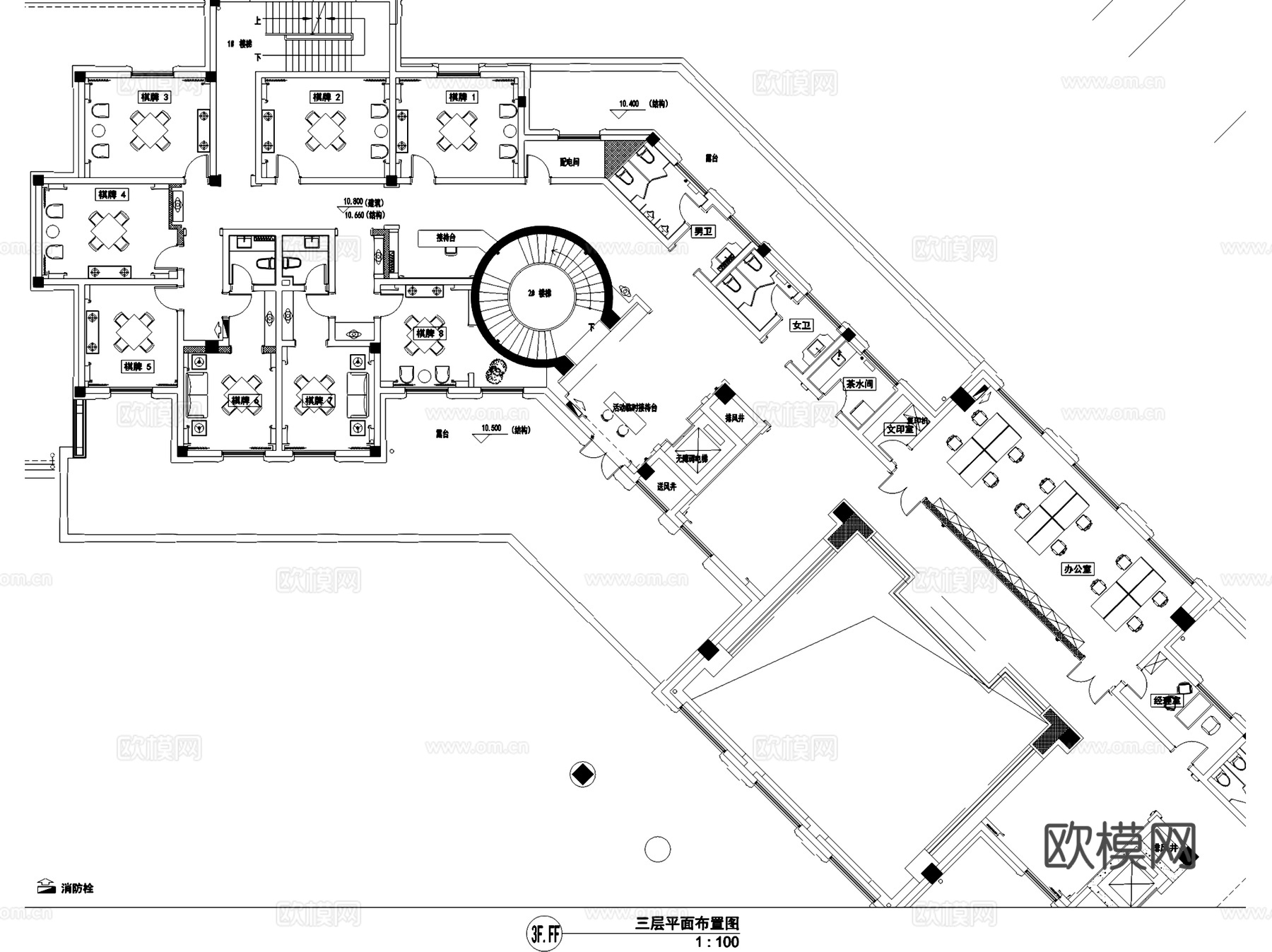 绿城乌鲁木齐丁香花园会所室内工装CAD施工图cad施工图