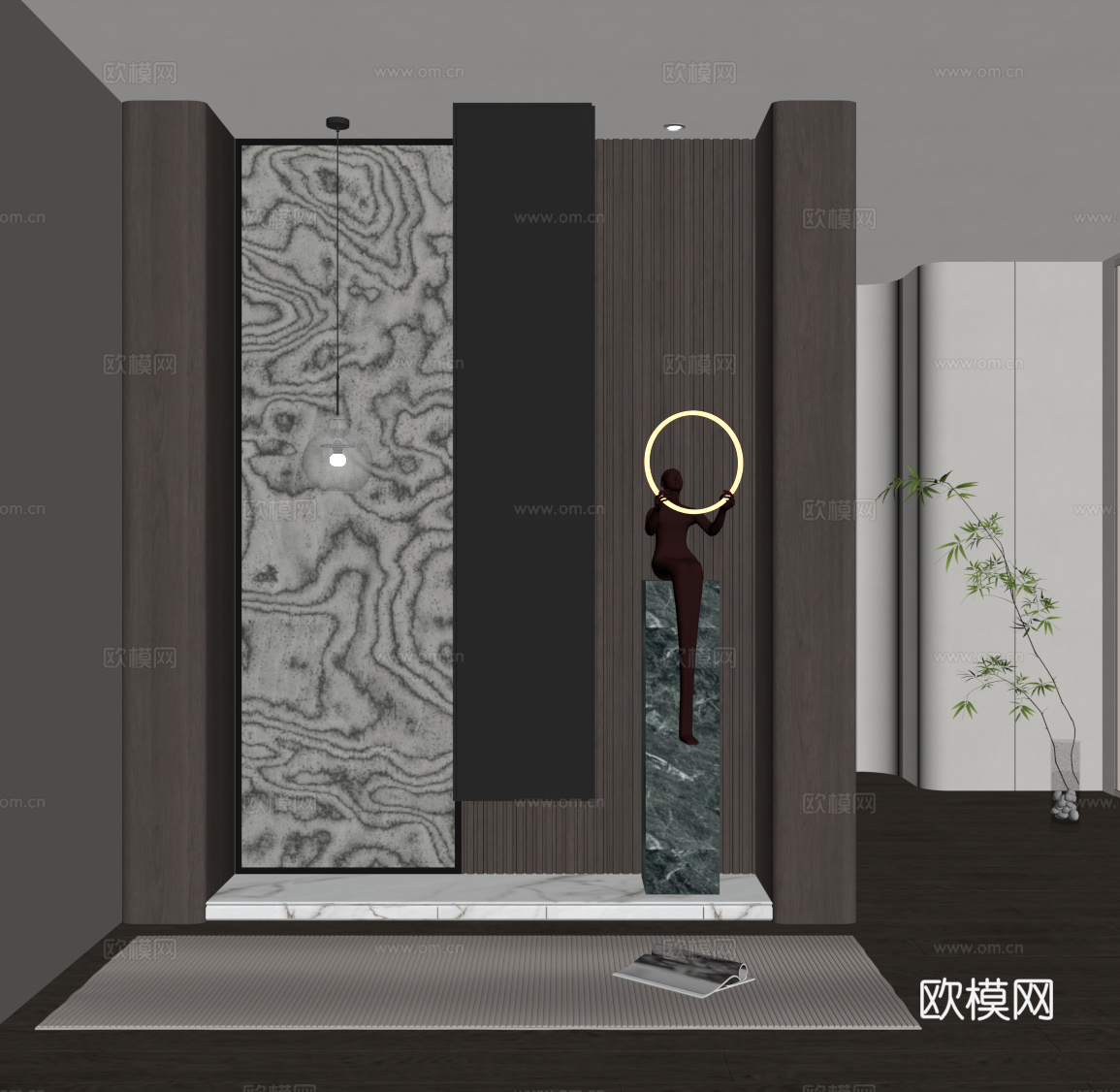 现代意式玄关 隔断su模型