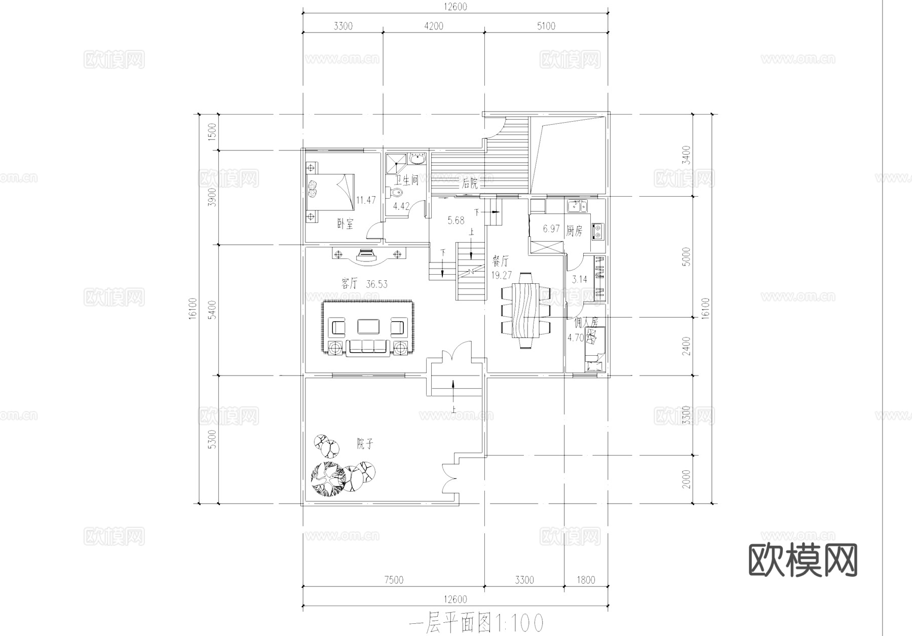 三层别墅带地下室建筑CAD施工图cad施工图