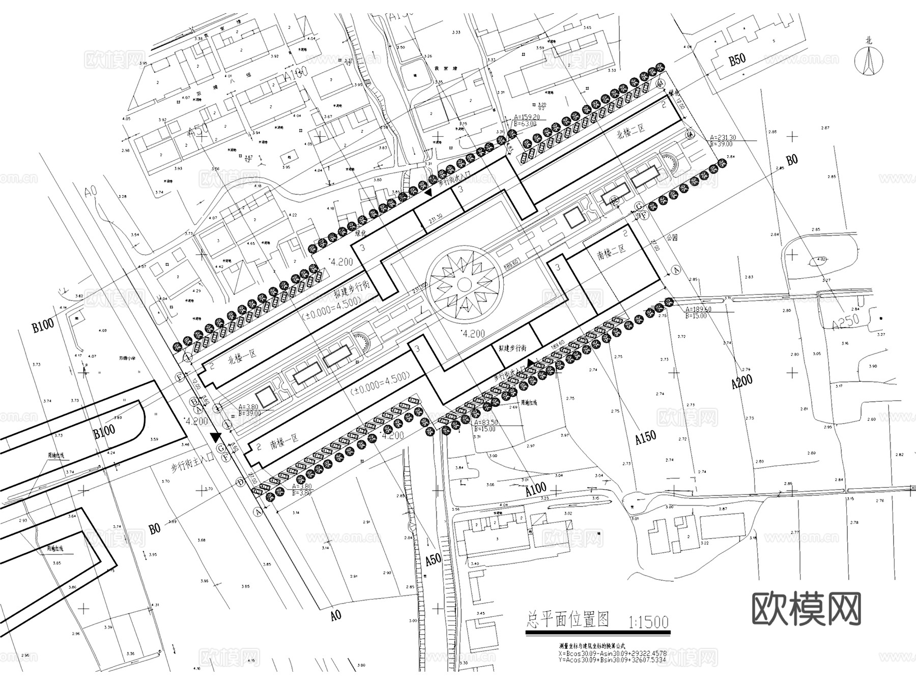 江阴市双牌小区3#地块锦隆商业步行街建筑CAD施工图整套cad施工图