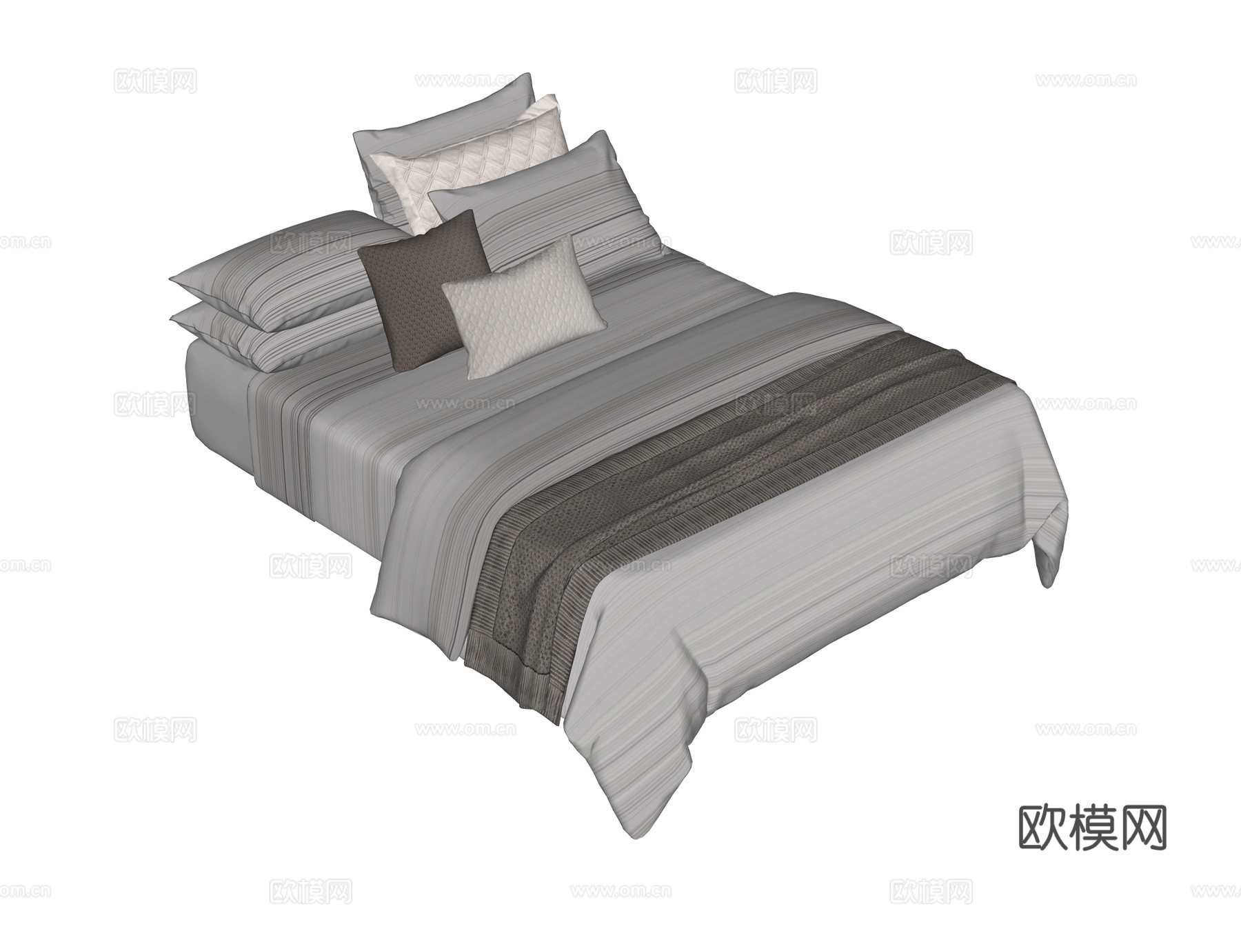 床 双人床 床上四件套su模型