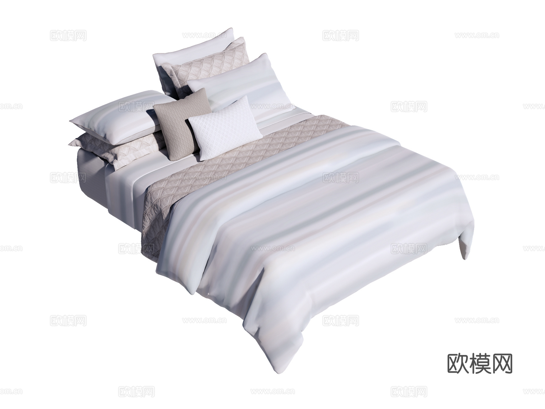 床 双人床 床上四件套su模型