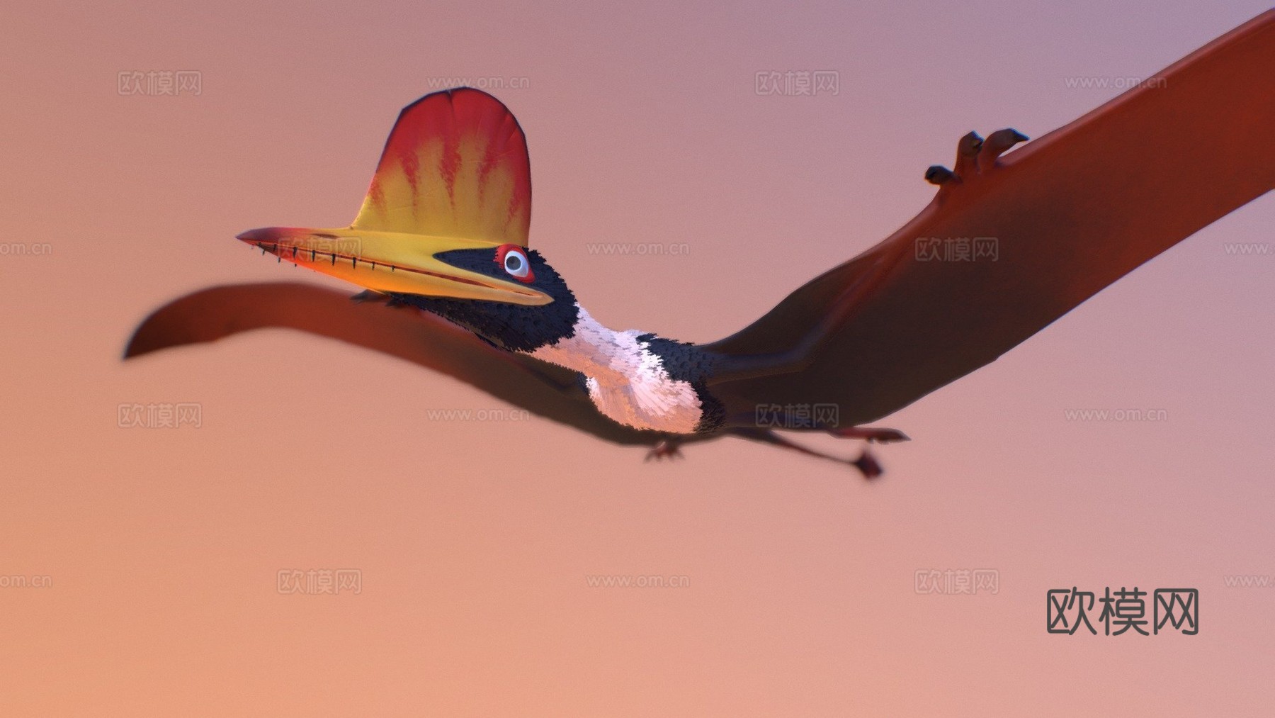 达尔文翼龙3d模型下载（渲染图1）