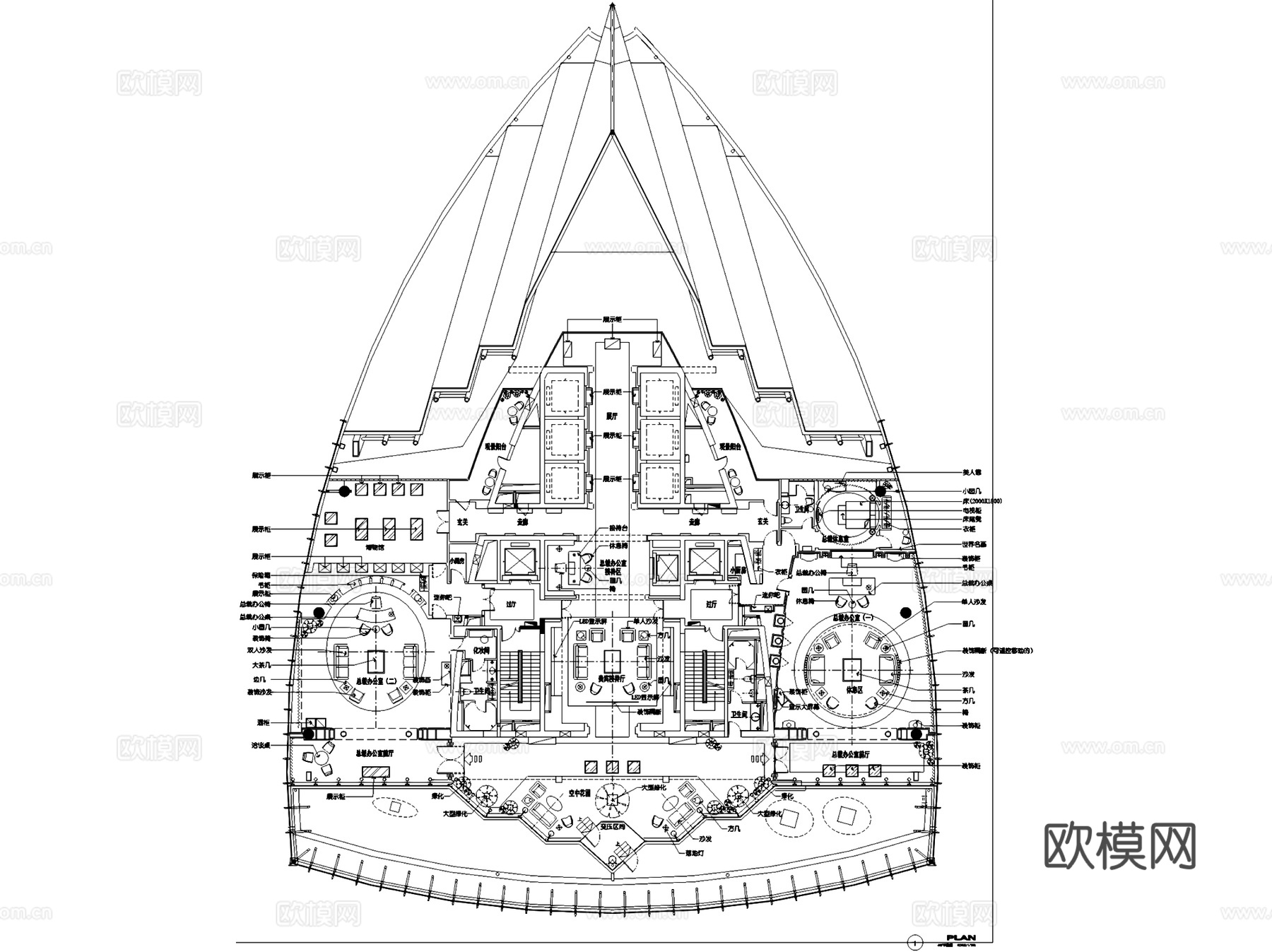中融碧玉蓝天办公楼总裁会所室内工装CAD施工图cad施工图