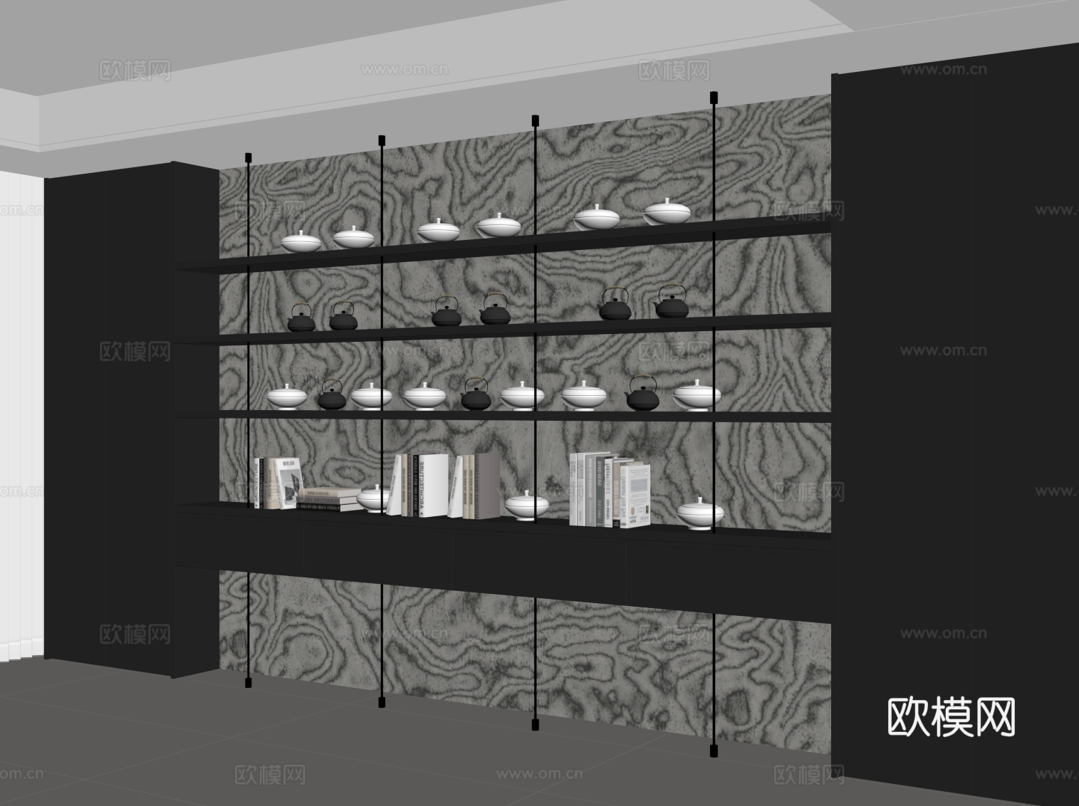 现代意式茶柜su模型下载（渲染图2）