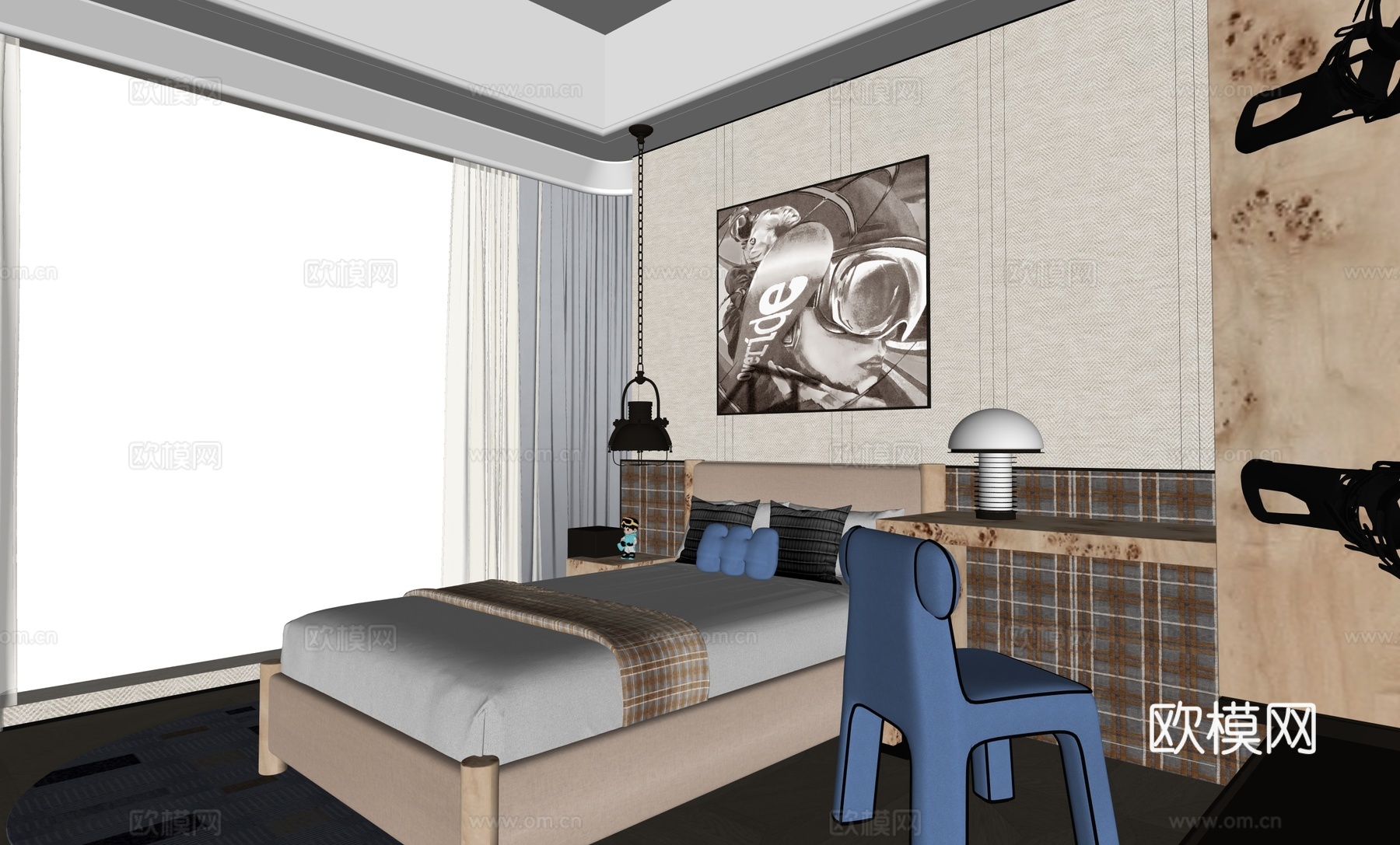 儿童卧室样板su模型