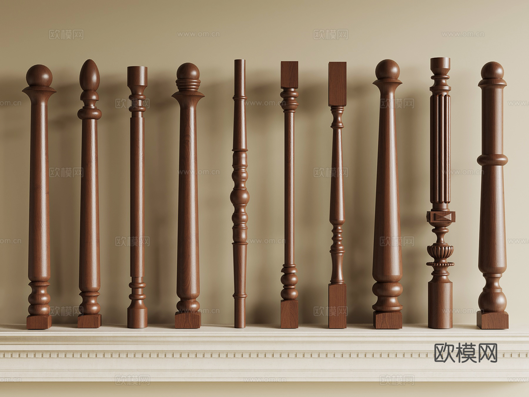 法式复古护栏 立柱 扶手3d模型下载