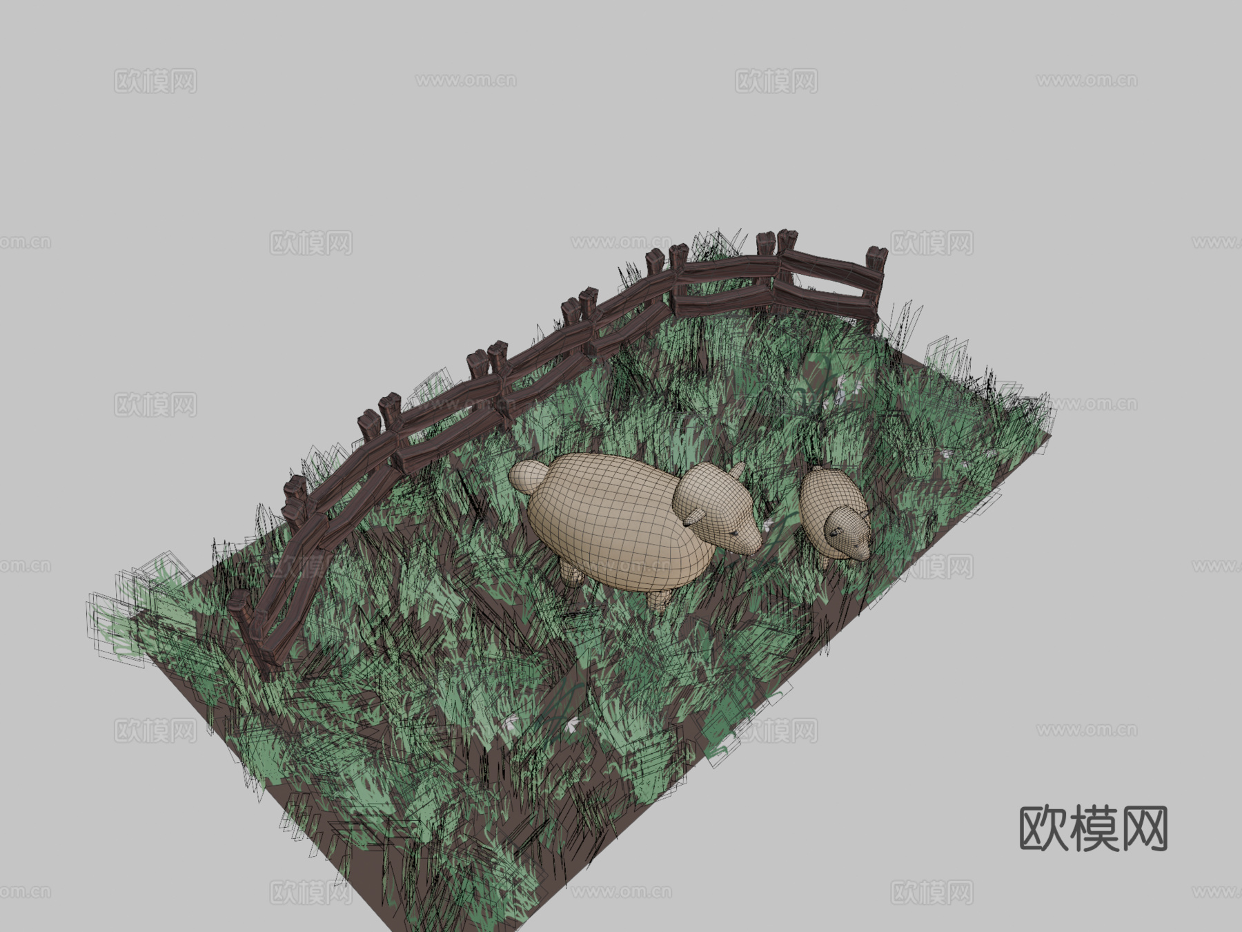 绵羊家族3d模型下载（渲染图2）