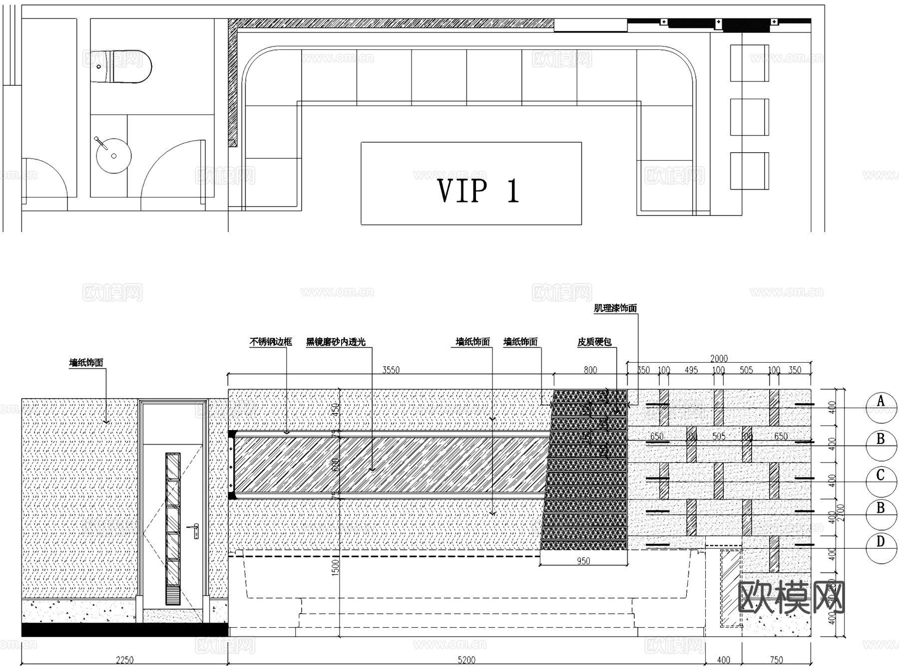 欢乐壹佰卡拉OK厅KTV室内工装CAD施工图cad施工图下载（渲染图6）