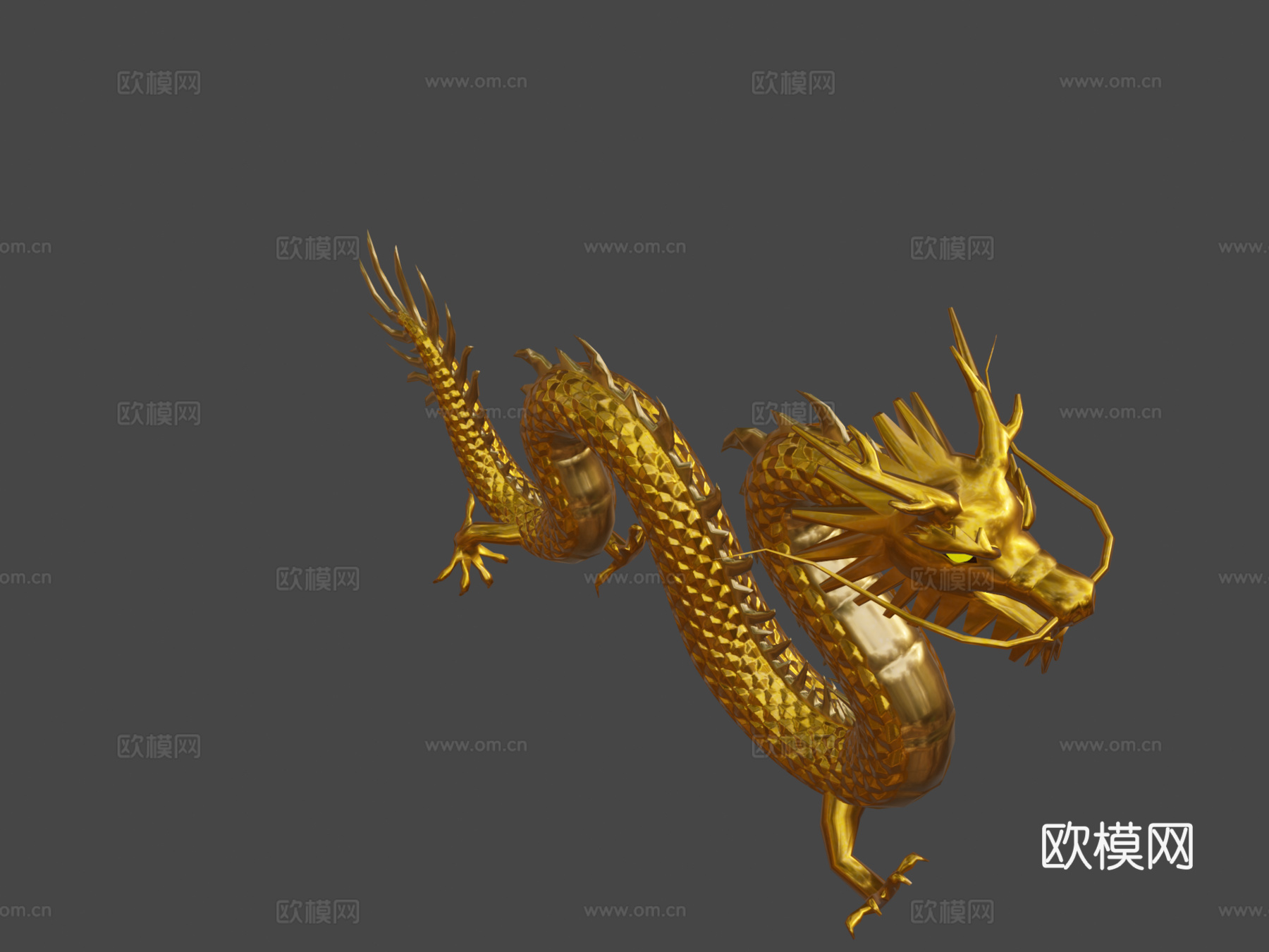 中式黄金龙含PBR工作流程3d模型下载（渲染图7）