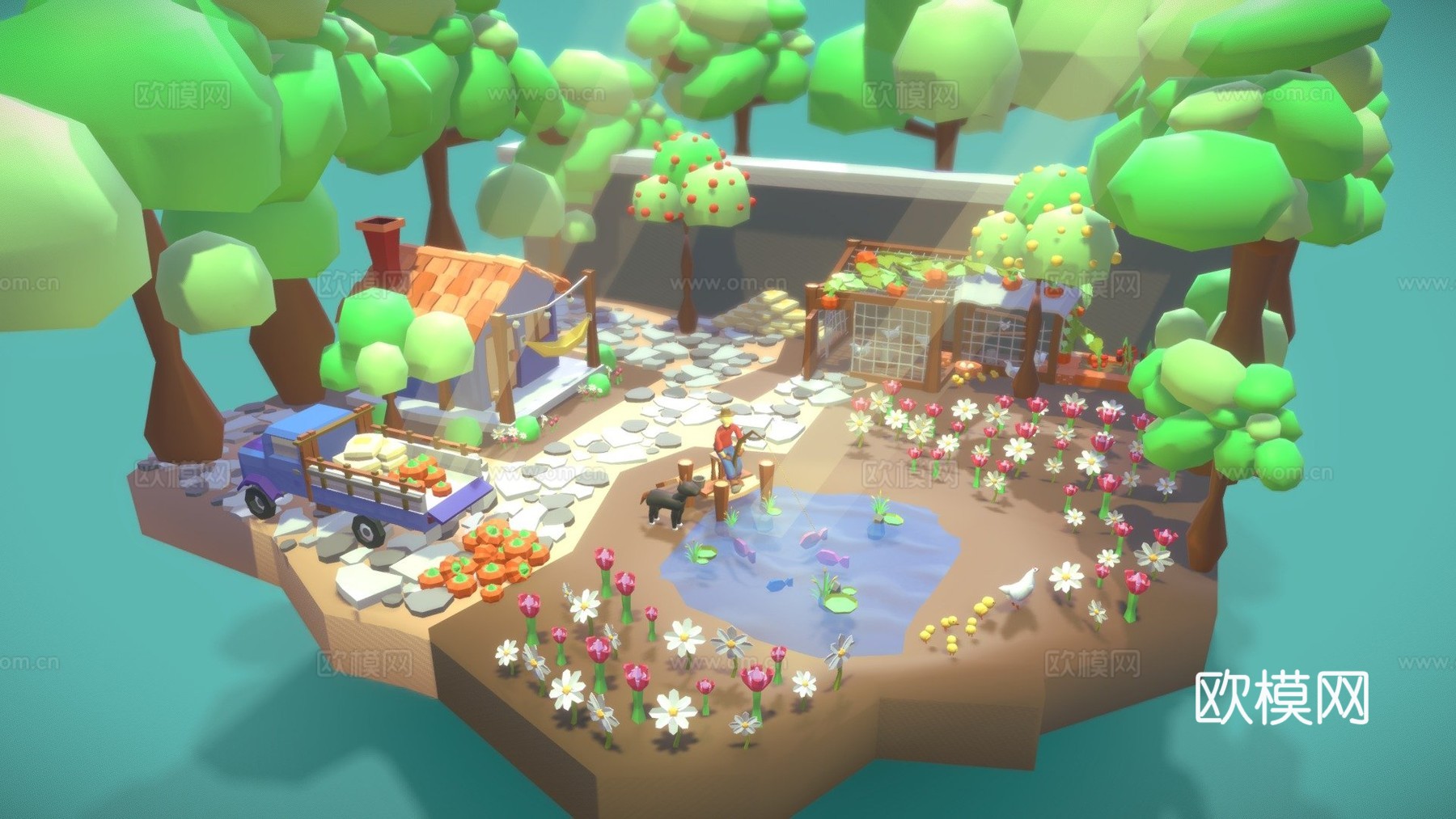 低多边形农场3d模型