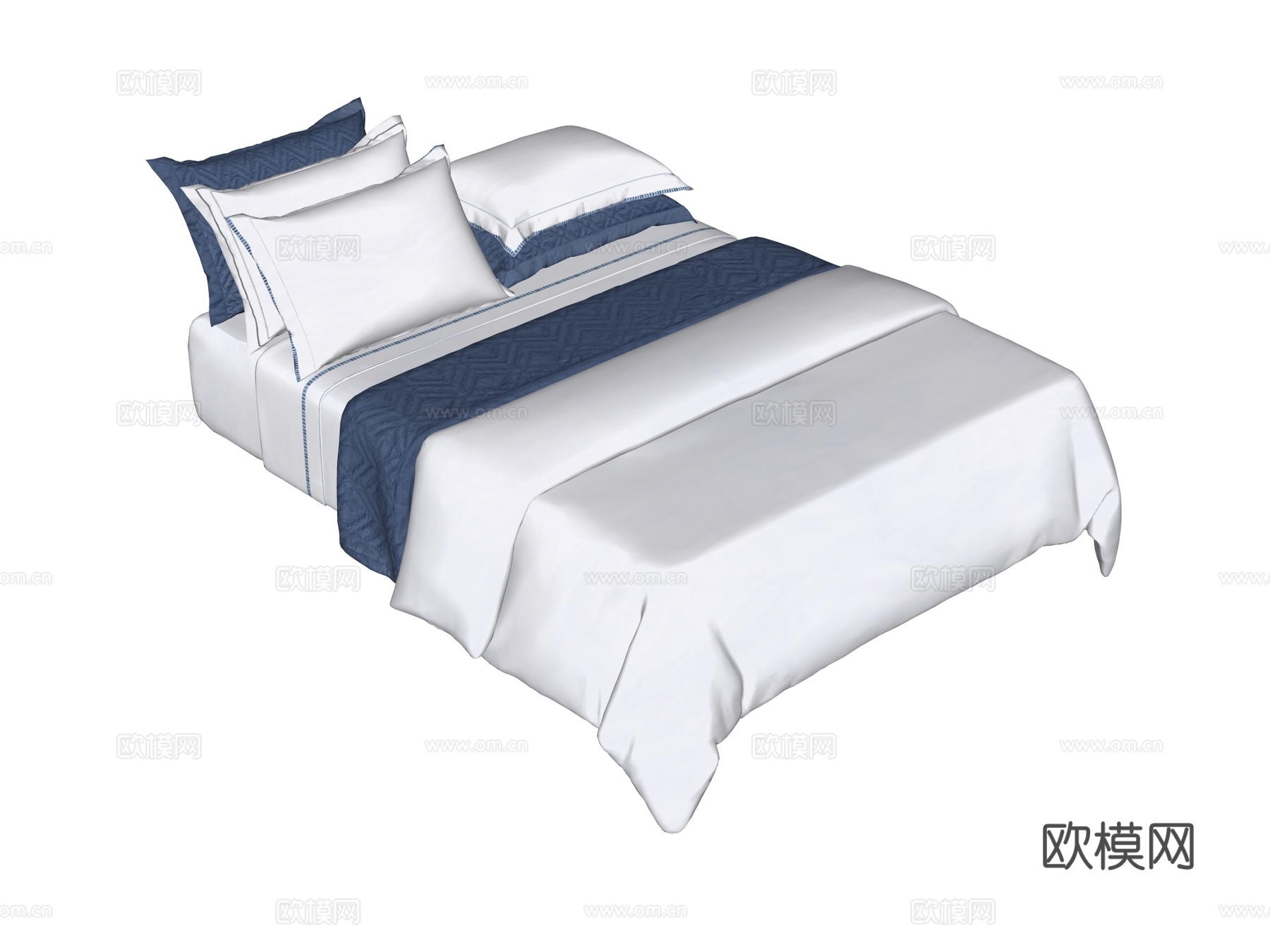 床 双人床 床上四件套su模型
