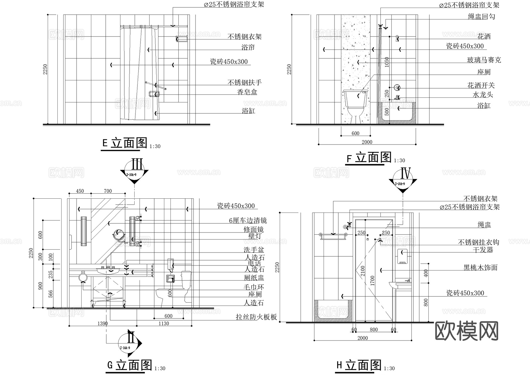 酒店客房 卫生间 大床房 标准套间单间 行李架梳妆台 CADcad施工图