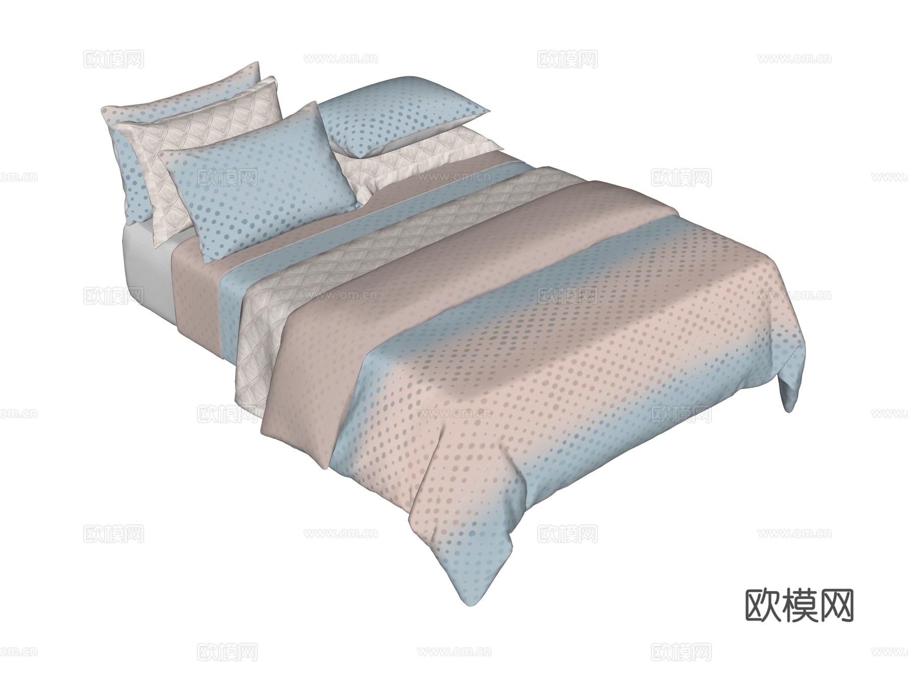 床 双人床 床上四件套su模型