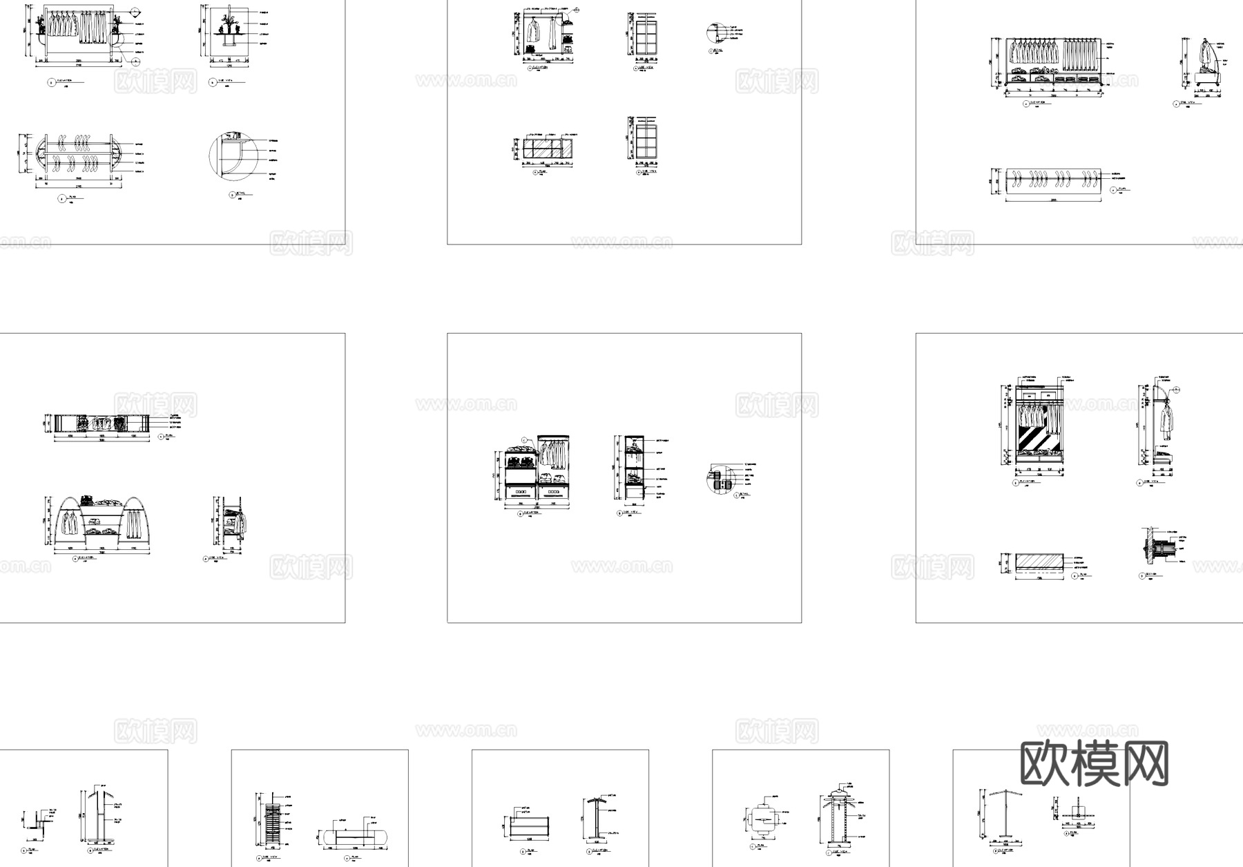 服装店衣架挂衣杆大样详图CAD施工图cad施工图cad施工图