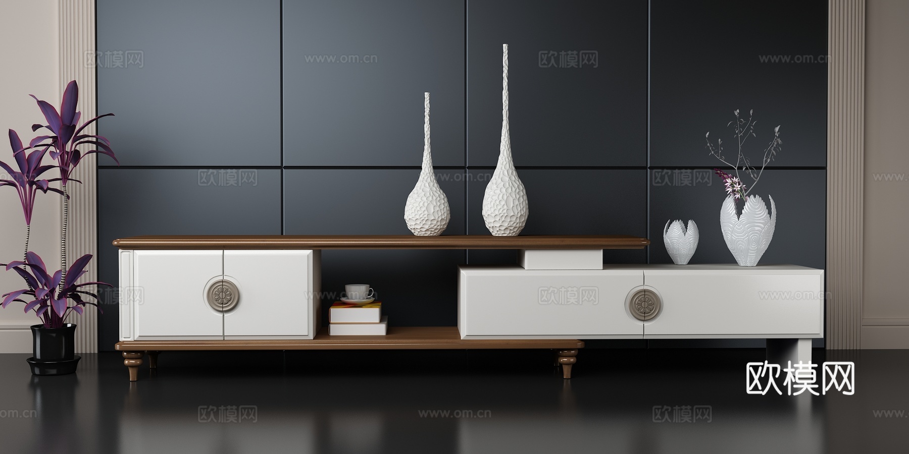 北欧茶几电视柜3d模型下载（渲染图4）