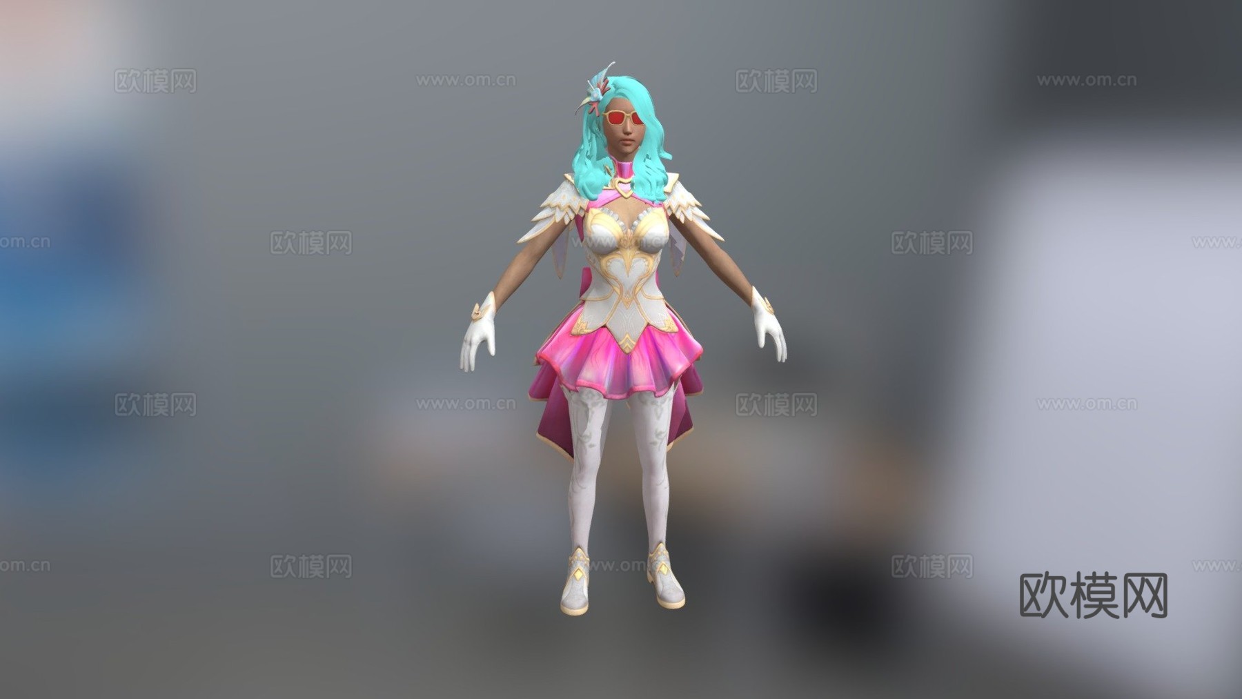 绝地求生手游全套梦幻偶像套装3d模型下载（渲染图1）