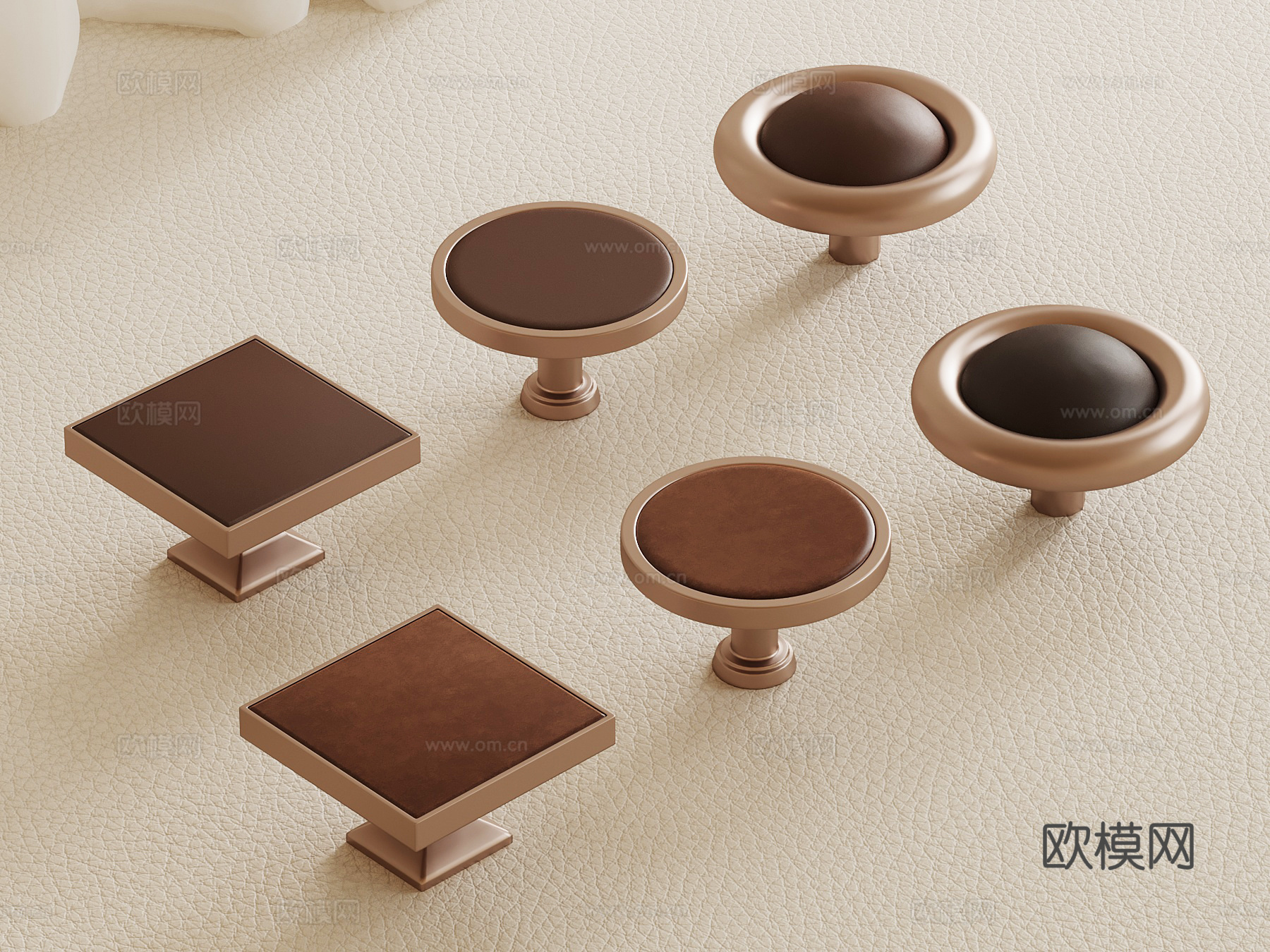 现代意式拉手 皮革拉手su模型