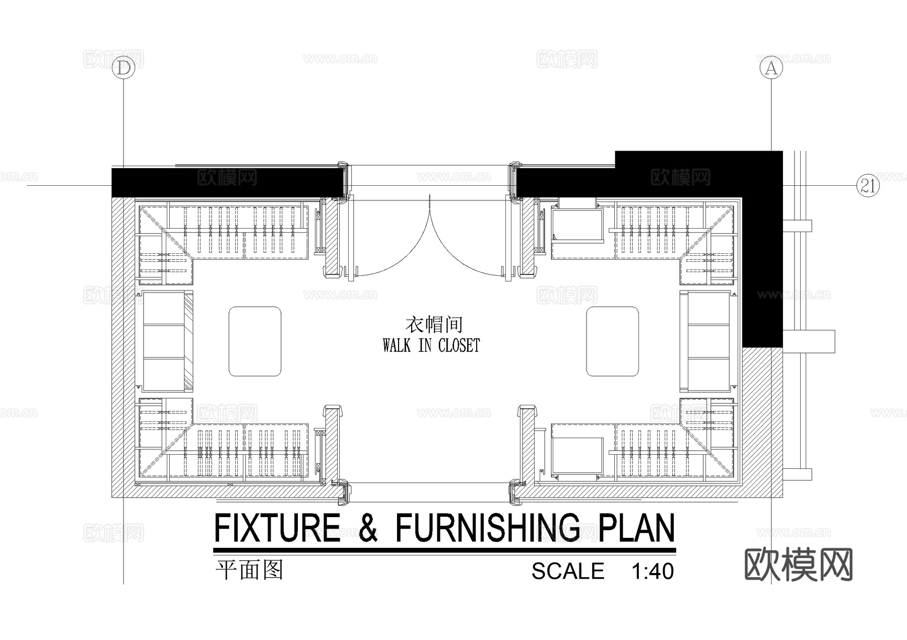 室内家装衣帽间 CAD施工图cad施工图