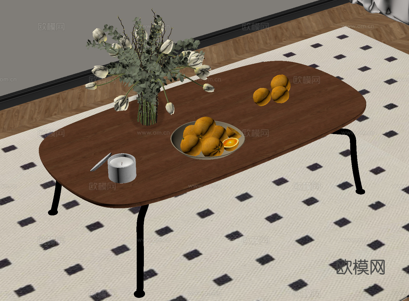 法式中古茶几su模型