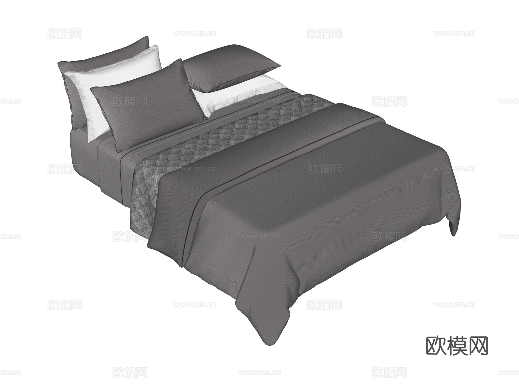 床 双人床 床上四件套su模型