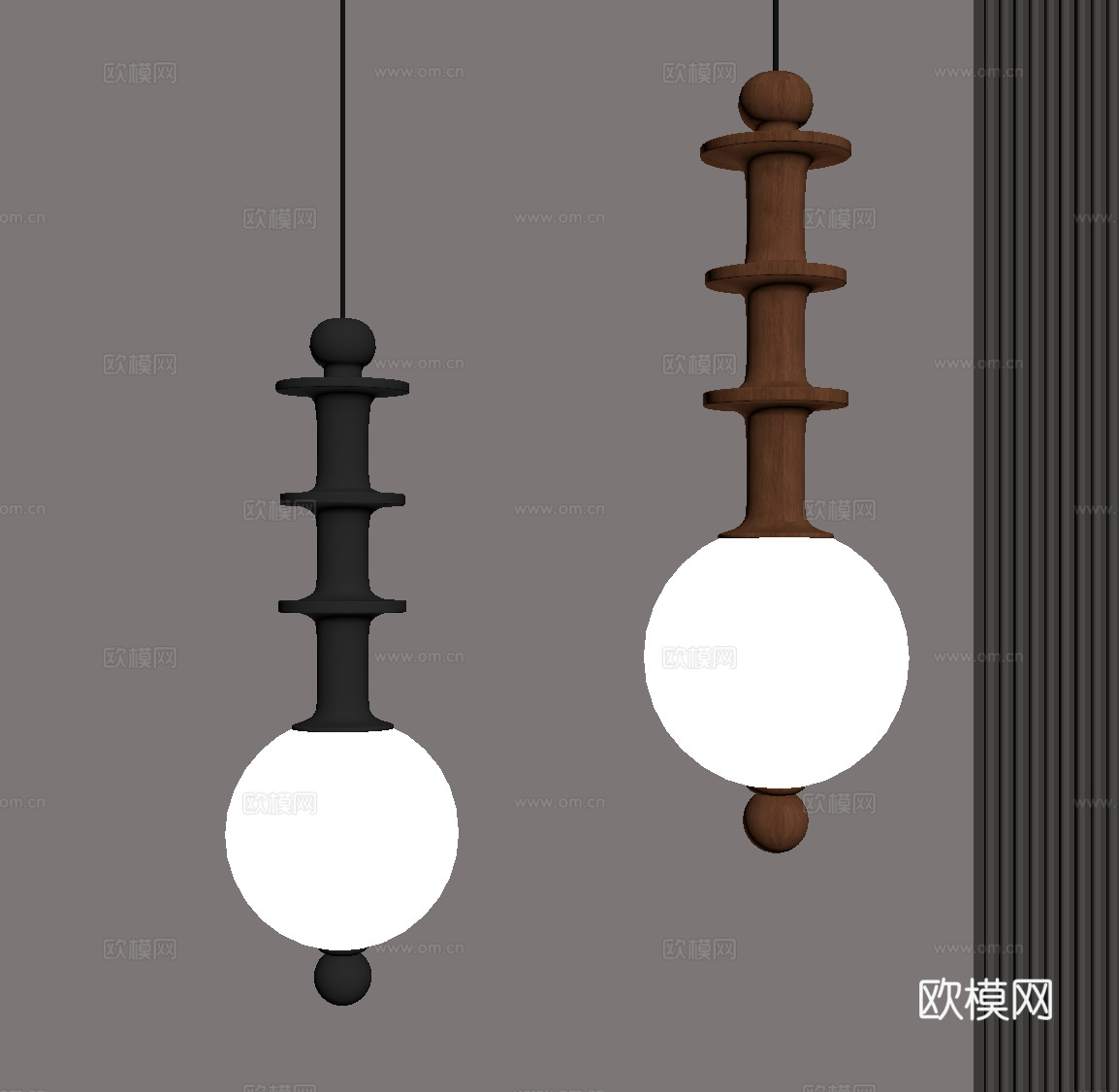 中古复古吊灯 鱼线吊灯su模型