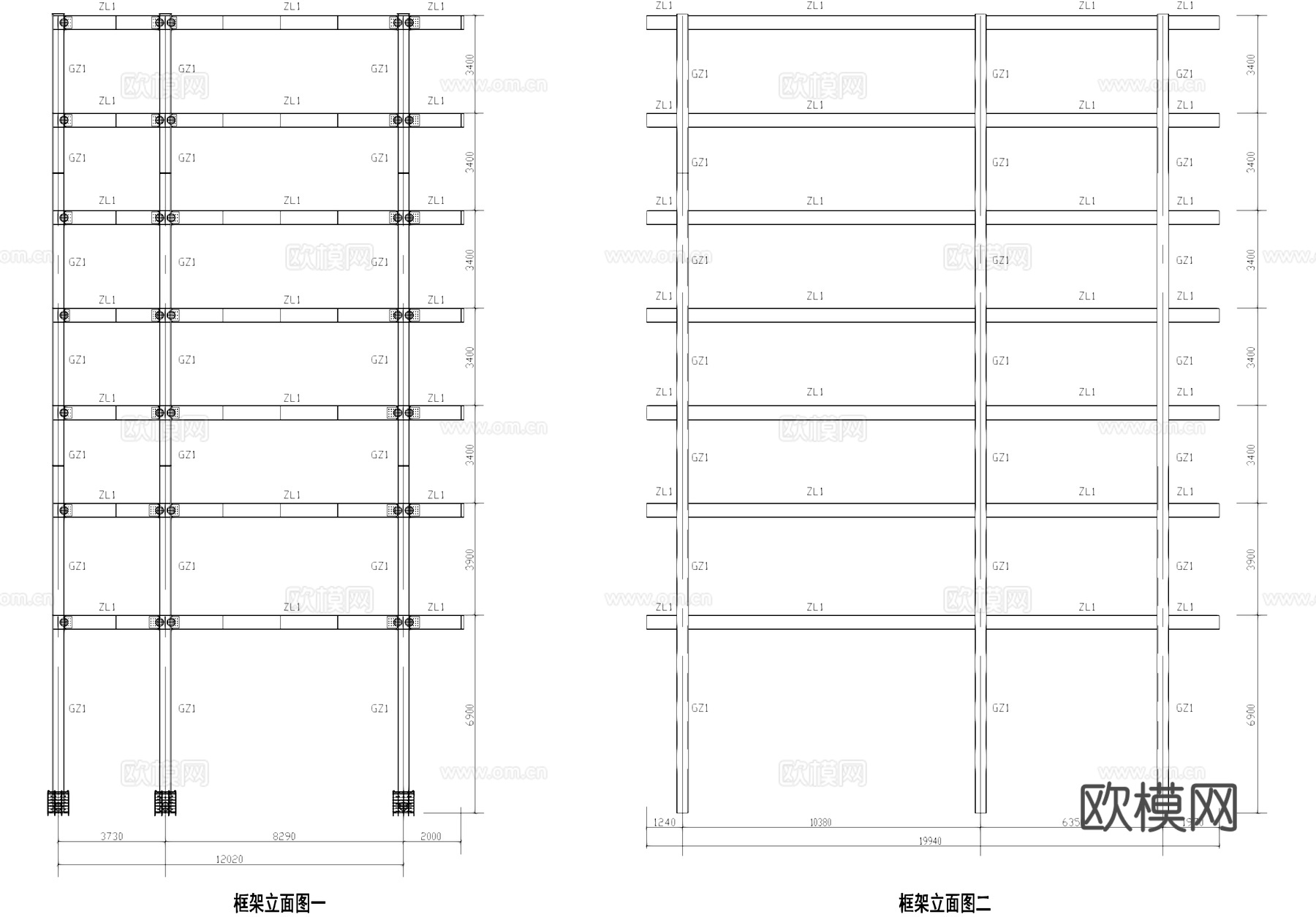 七层灯饰广场钢结构CAD施工图cad施工图