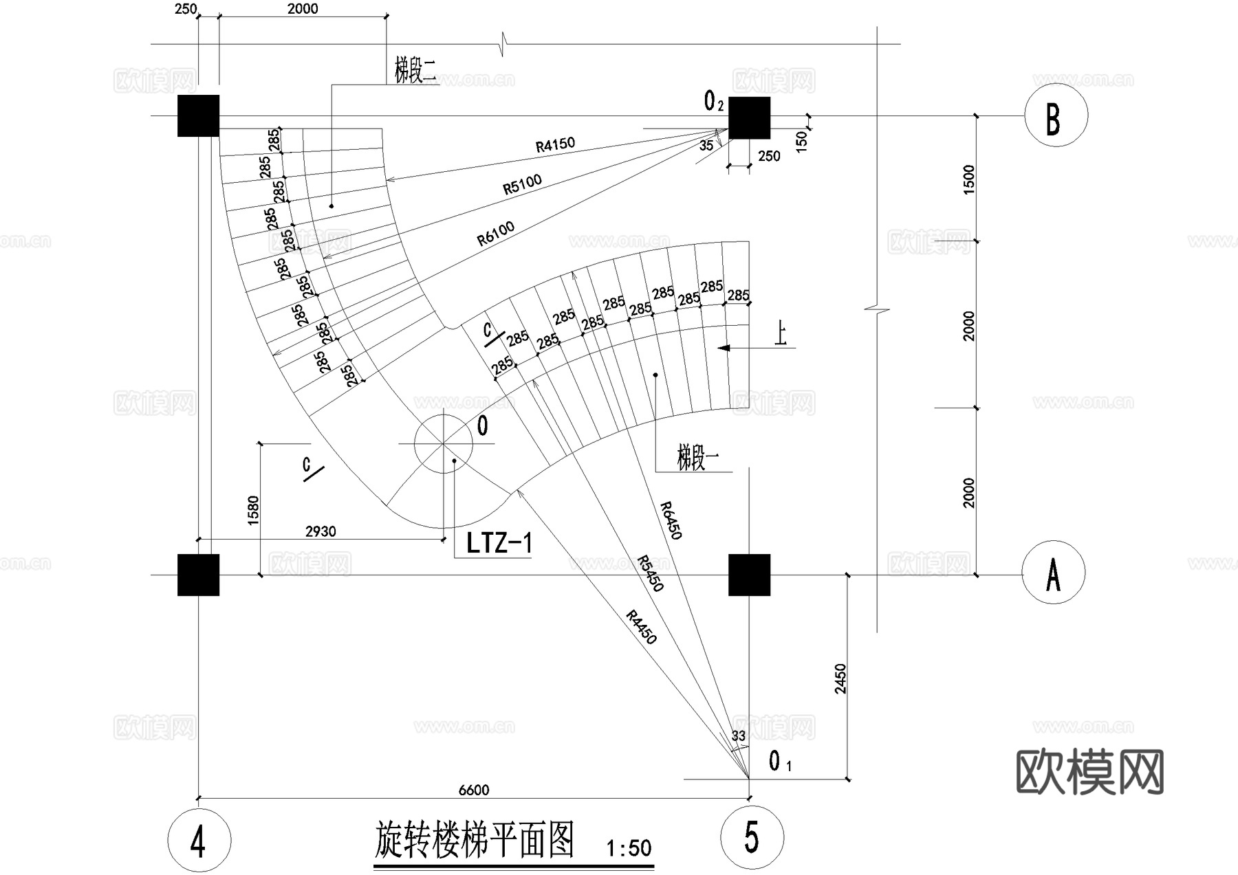 旋转楼梯 CAD施工图cad施工图