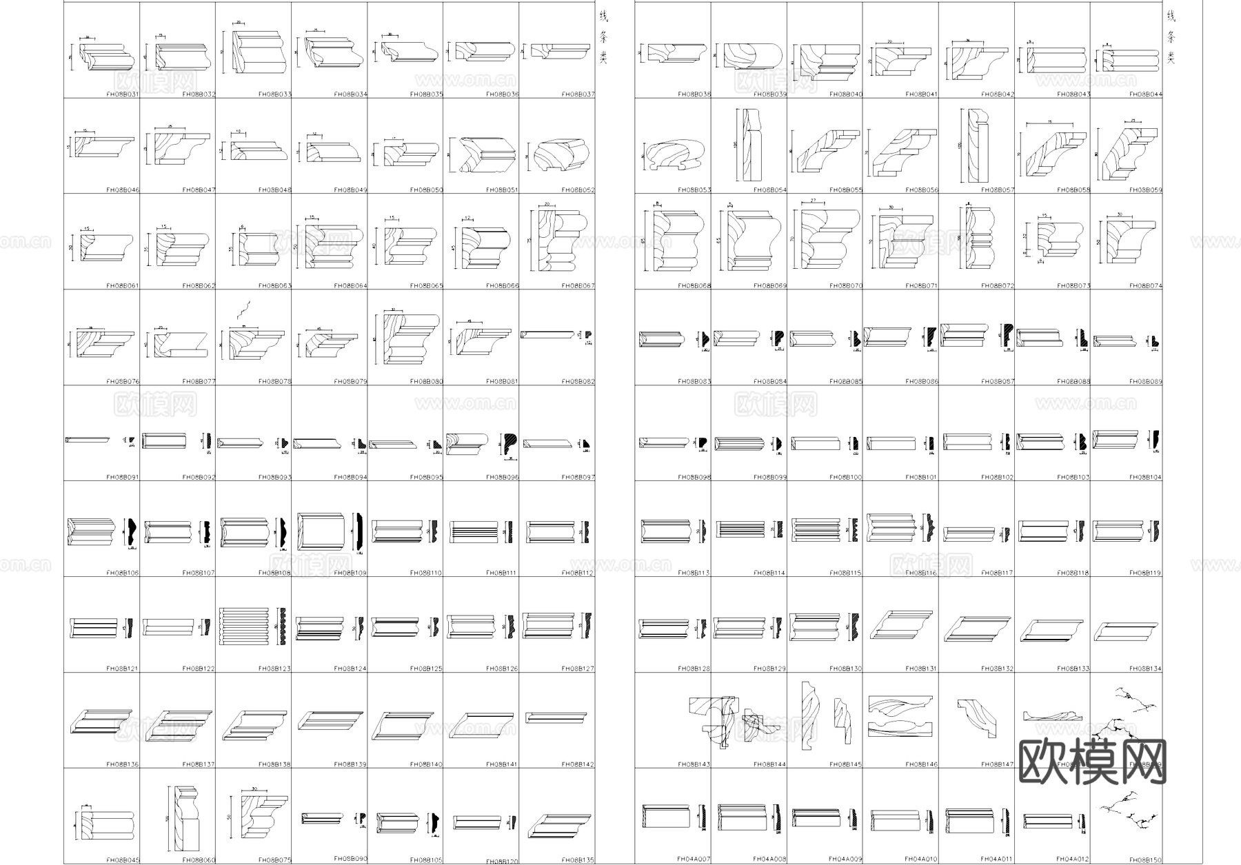 线条套线顶线腰线脚线花线装饰线CAD图库cad施工图