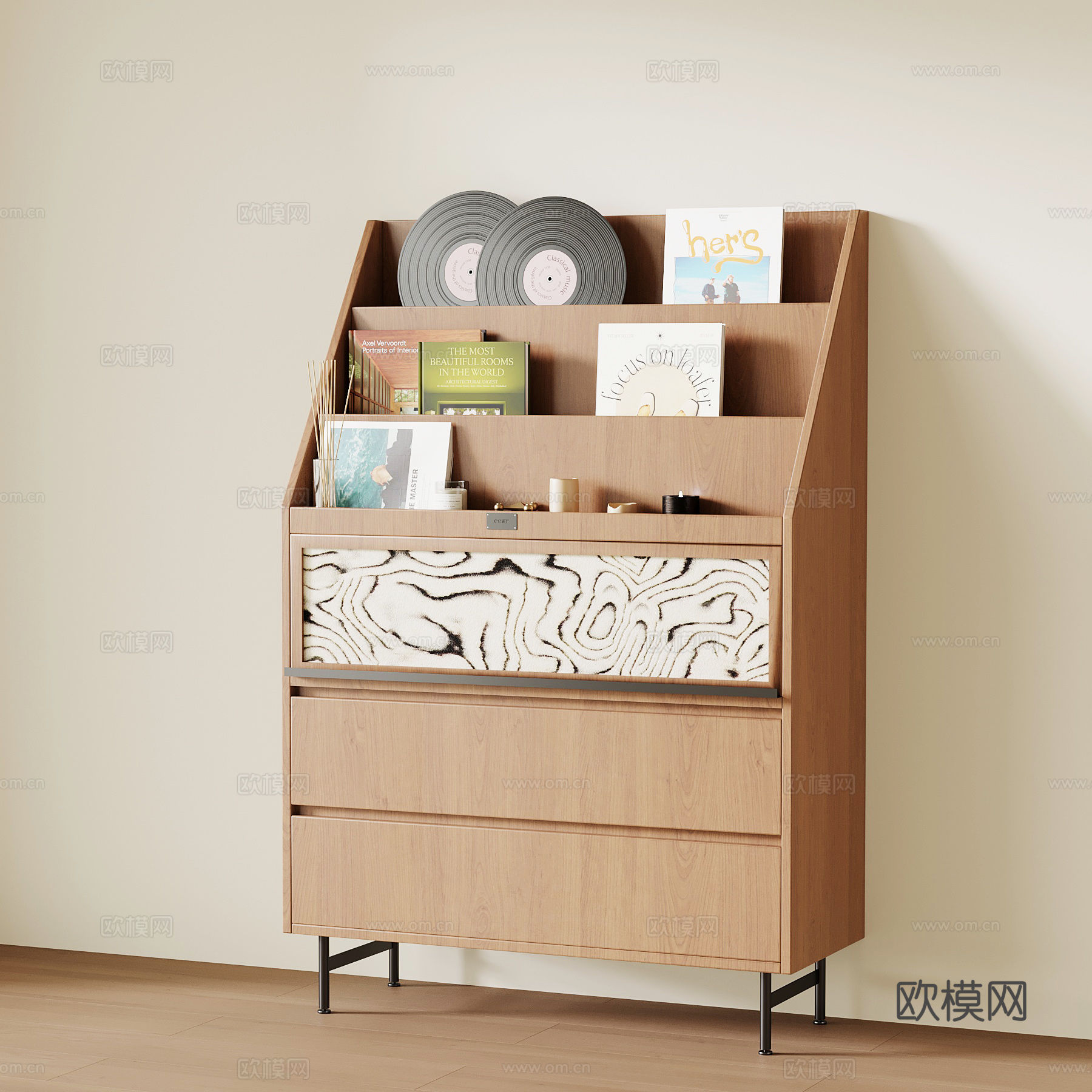 现代中古书架 置物架su模型