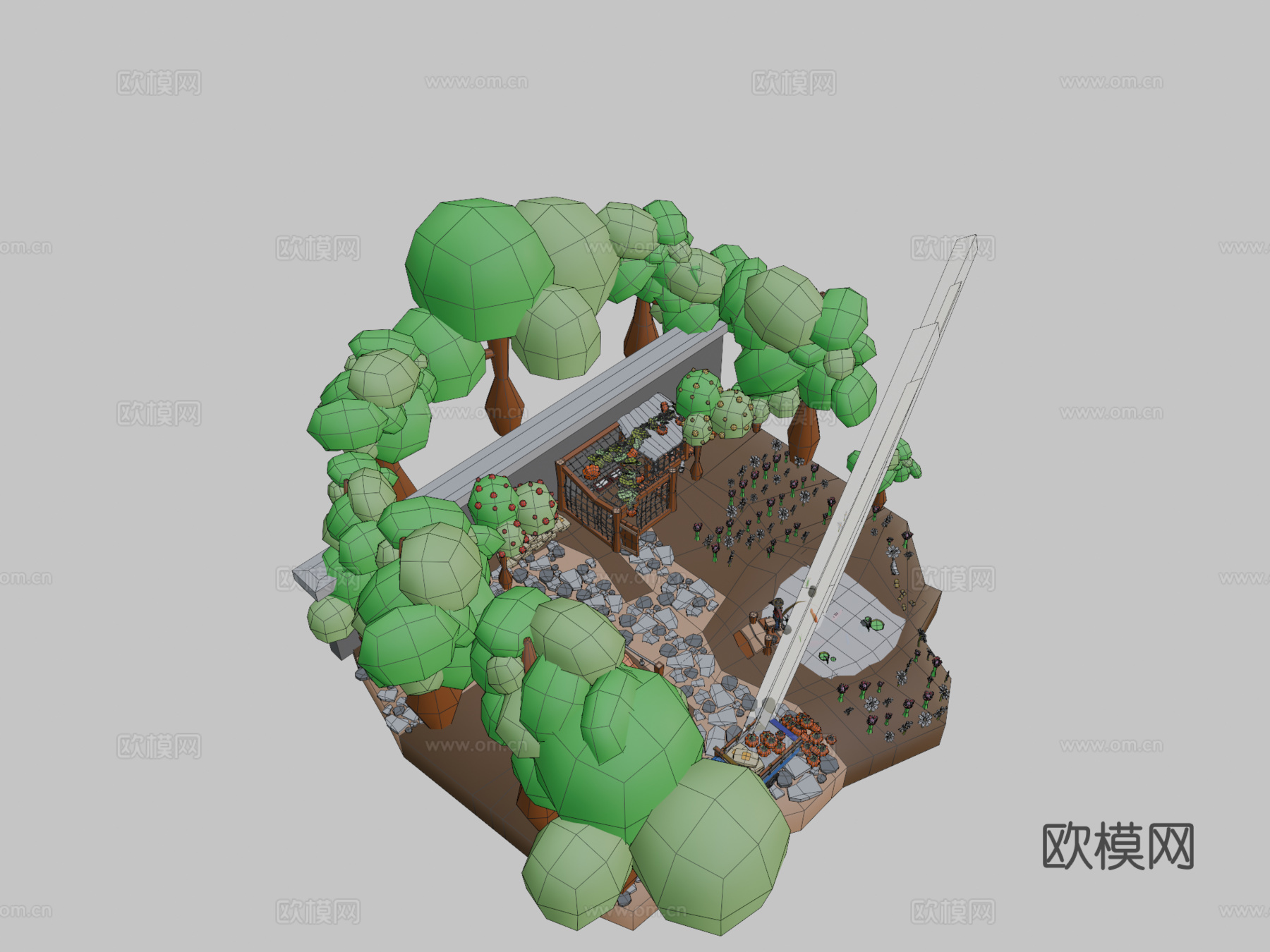 低多边形农场3d模型